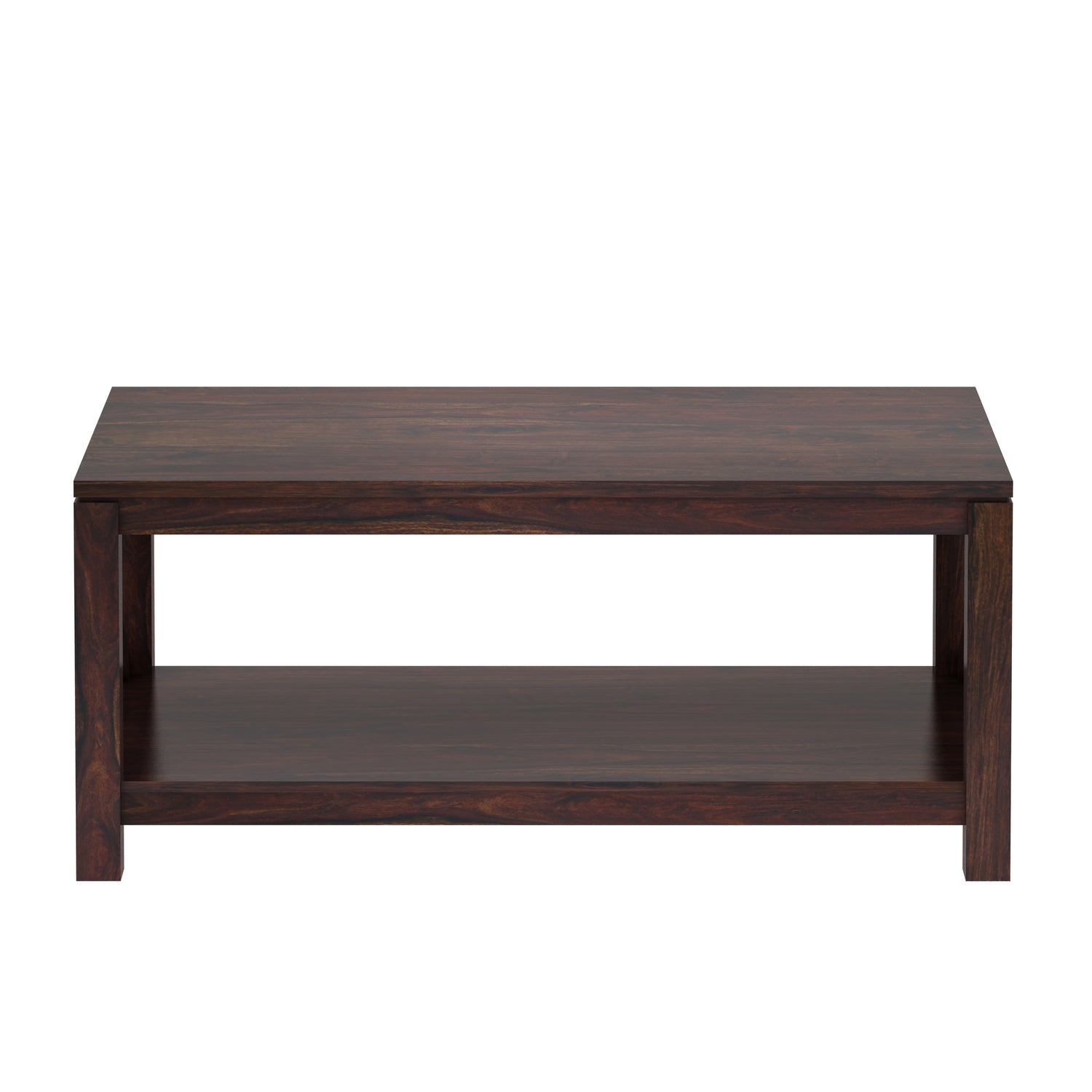 CROSS Solid Sheesham Wood Coffee Table With Shelf - 3 Years Warranty
