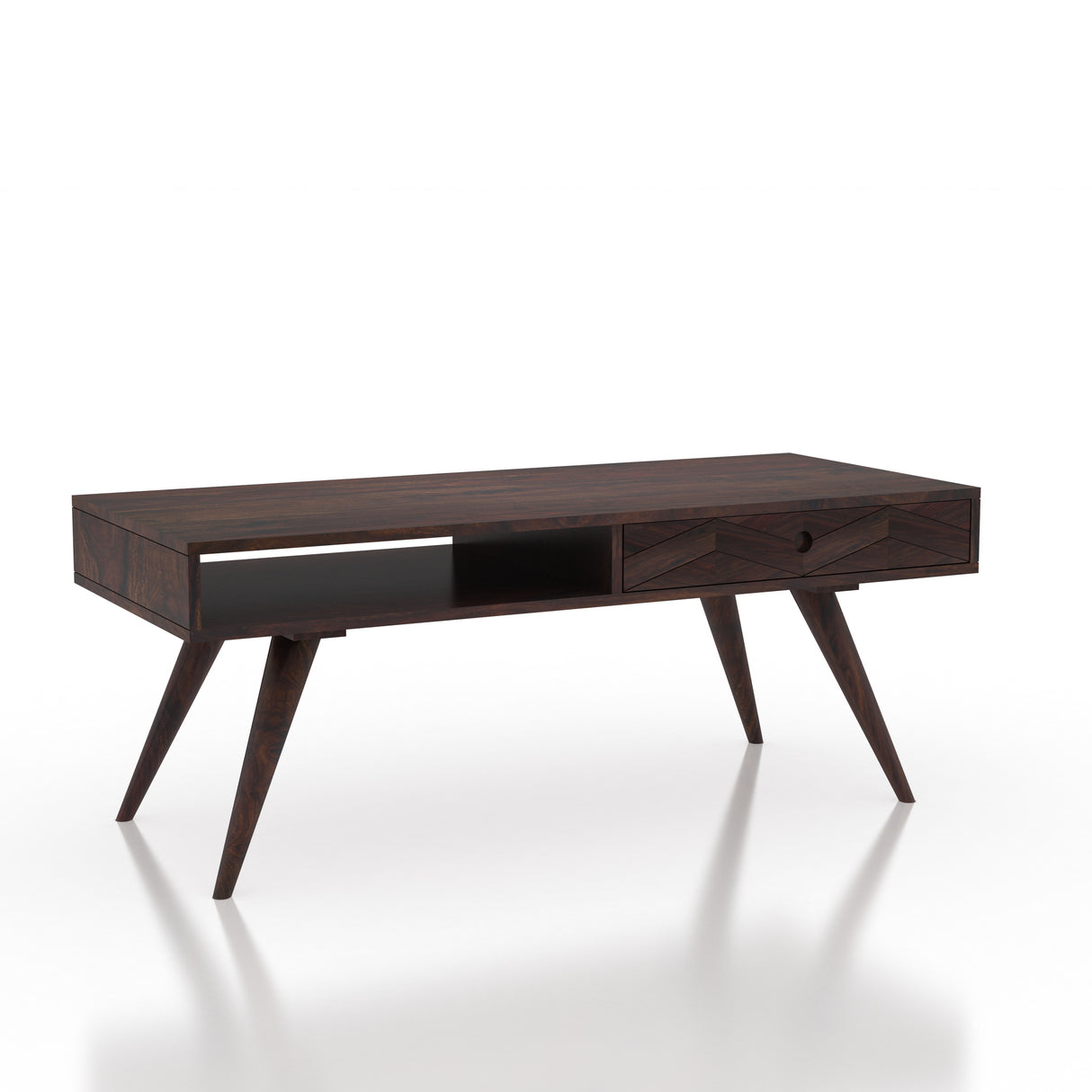 Simon Solid Sheesham Wood Coffee Table With Two Way Drawer Storage - 3 Years Warranty