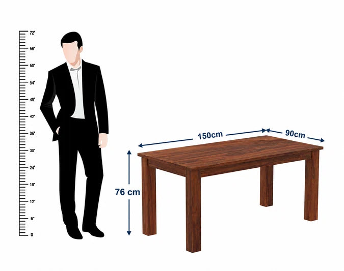 Cairo Solid Sheesham Wood 6 Seater Dining Table - 3 Years Warranty