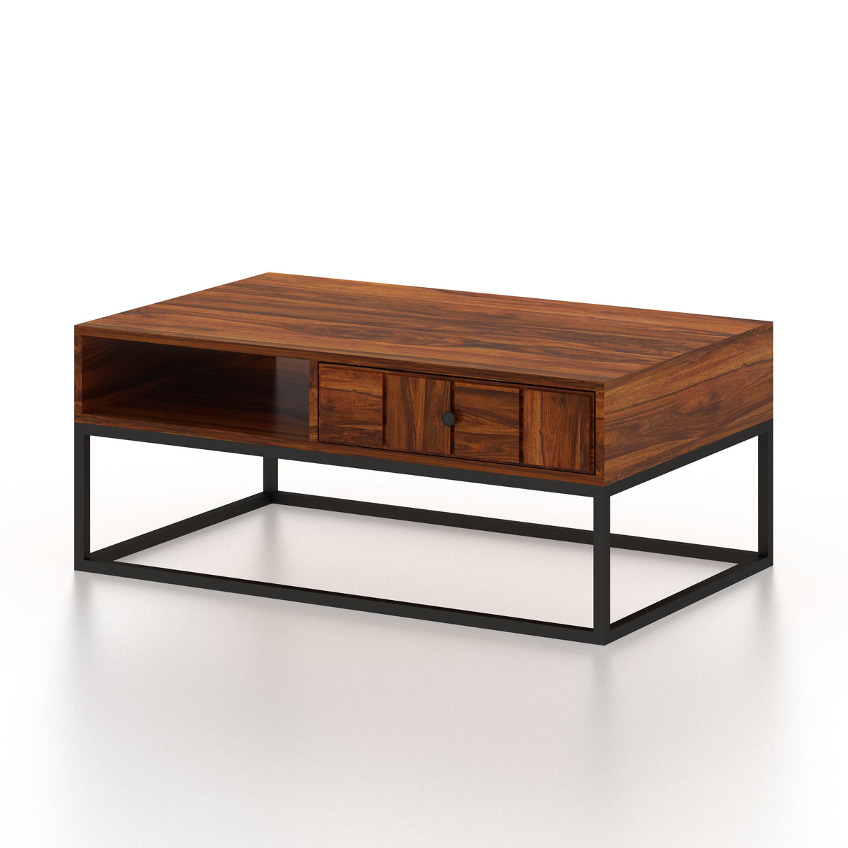 SCOTT Solid Sheesham Wood Coffee Table With One Drawer - 3 Years Warranty