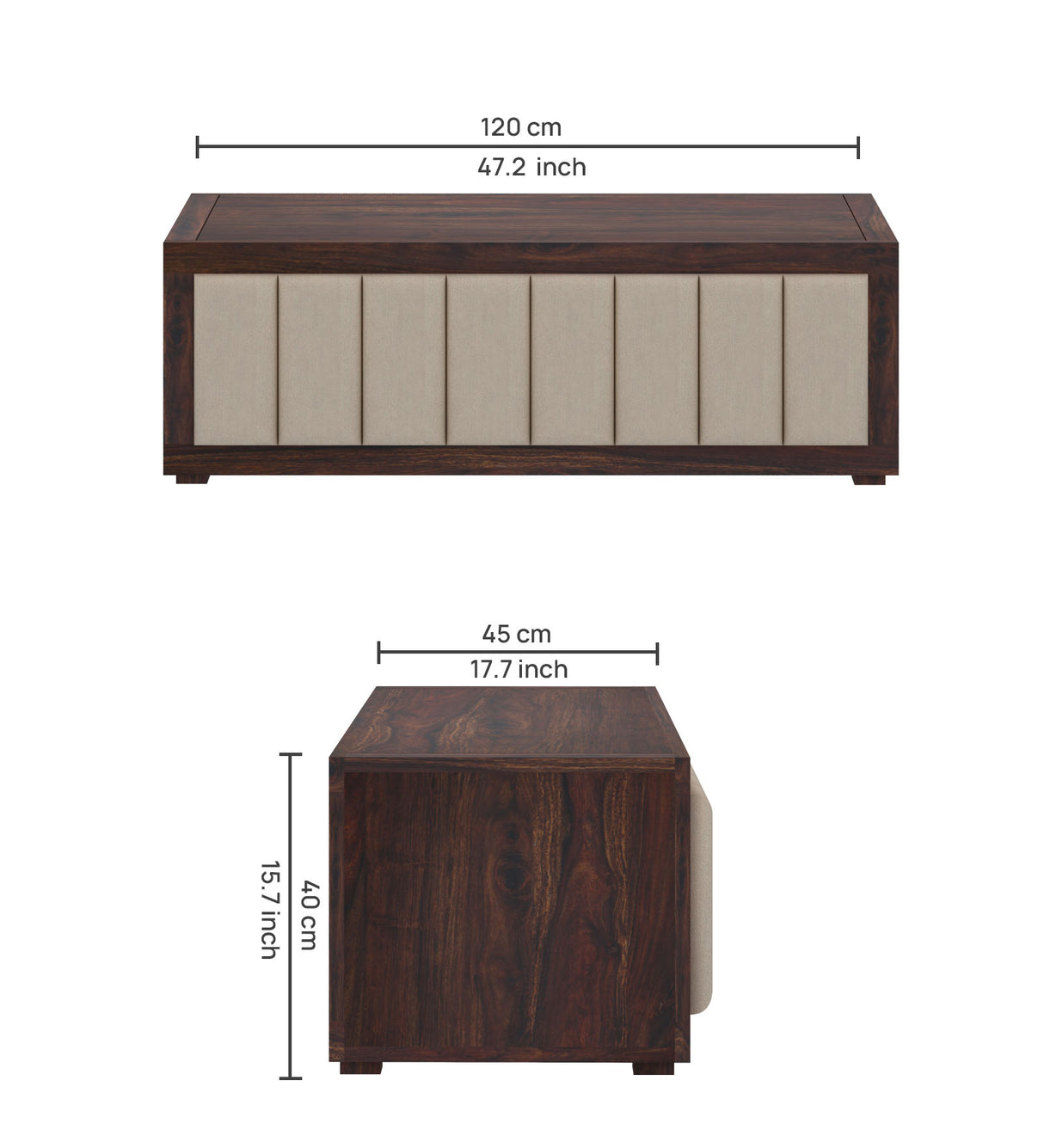 ROMEO Solid Sheesham Wood Coffee Table With Cushioning Design - 3 Years Warranty