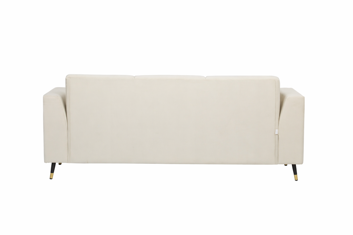 CUBA Three Seater Upholstered Sofa Velvet - 12 Months Warranty - Beige Swed
