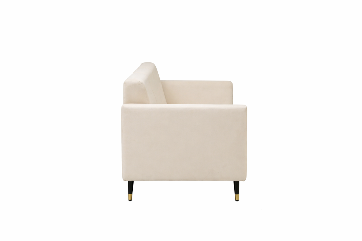 CUBA Three Seater Upholstered Sofa Velvet - 12 Months Warranty - Beige Swed