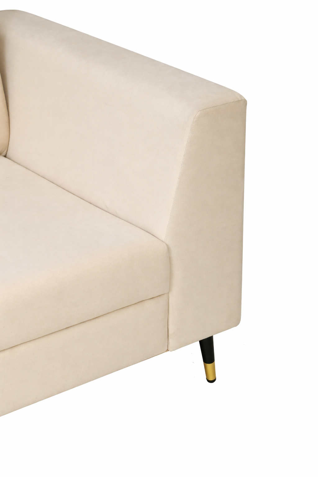 CUBA Three Seater Upholstered Sofa Velvet - 12 Months Warranty - Beige Swed