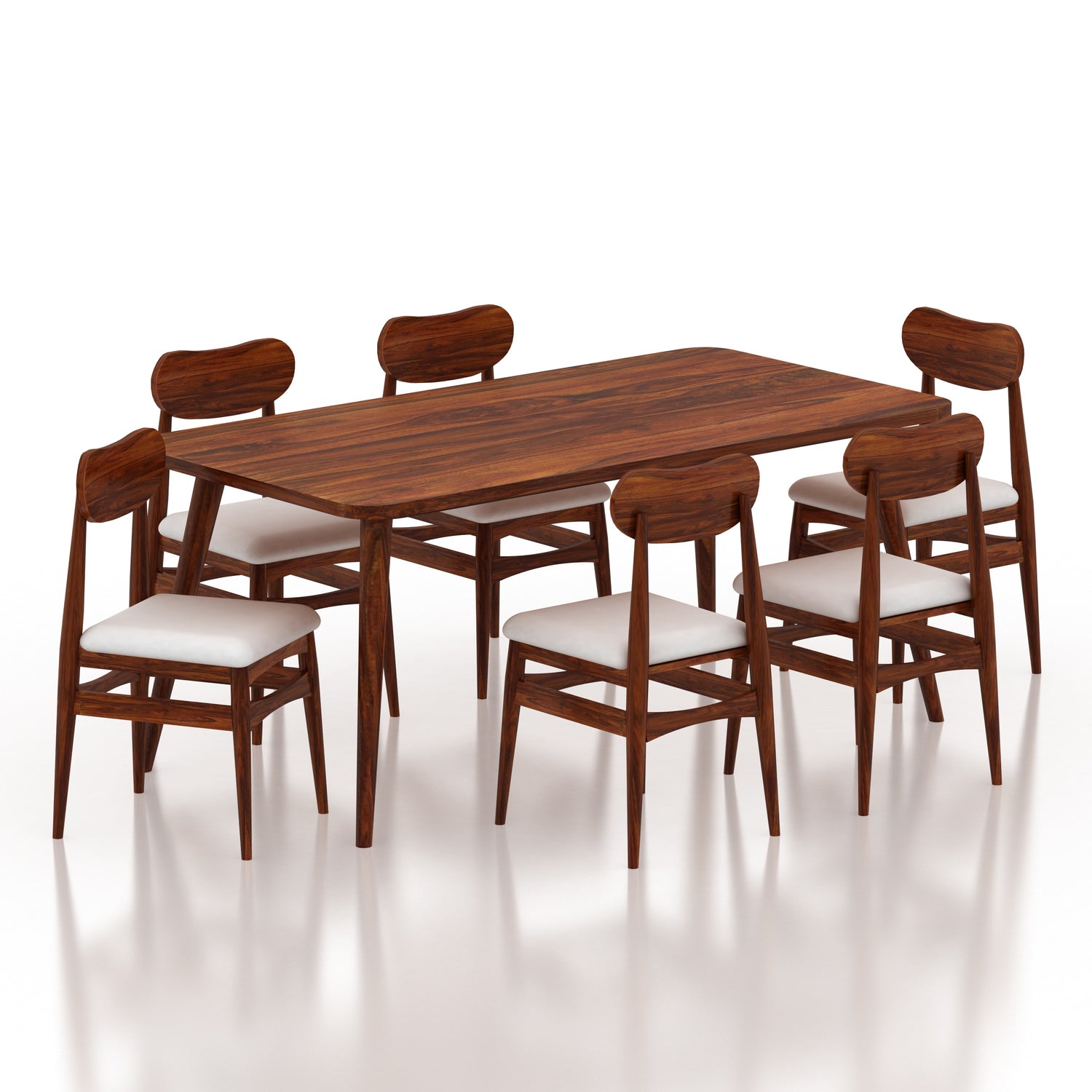 Oval Solid Sheesham Wood 6 Seater Dining Table Set - 3 Years Warranty