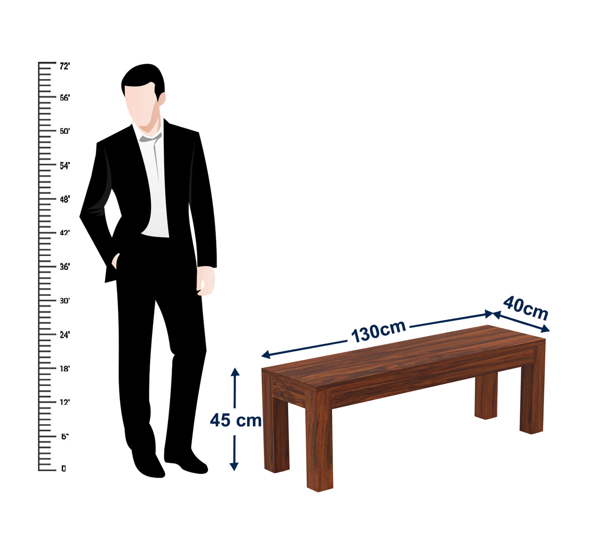 Mayor Solid Sheesham Wood Dining Bench - 3 Years Warranty