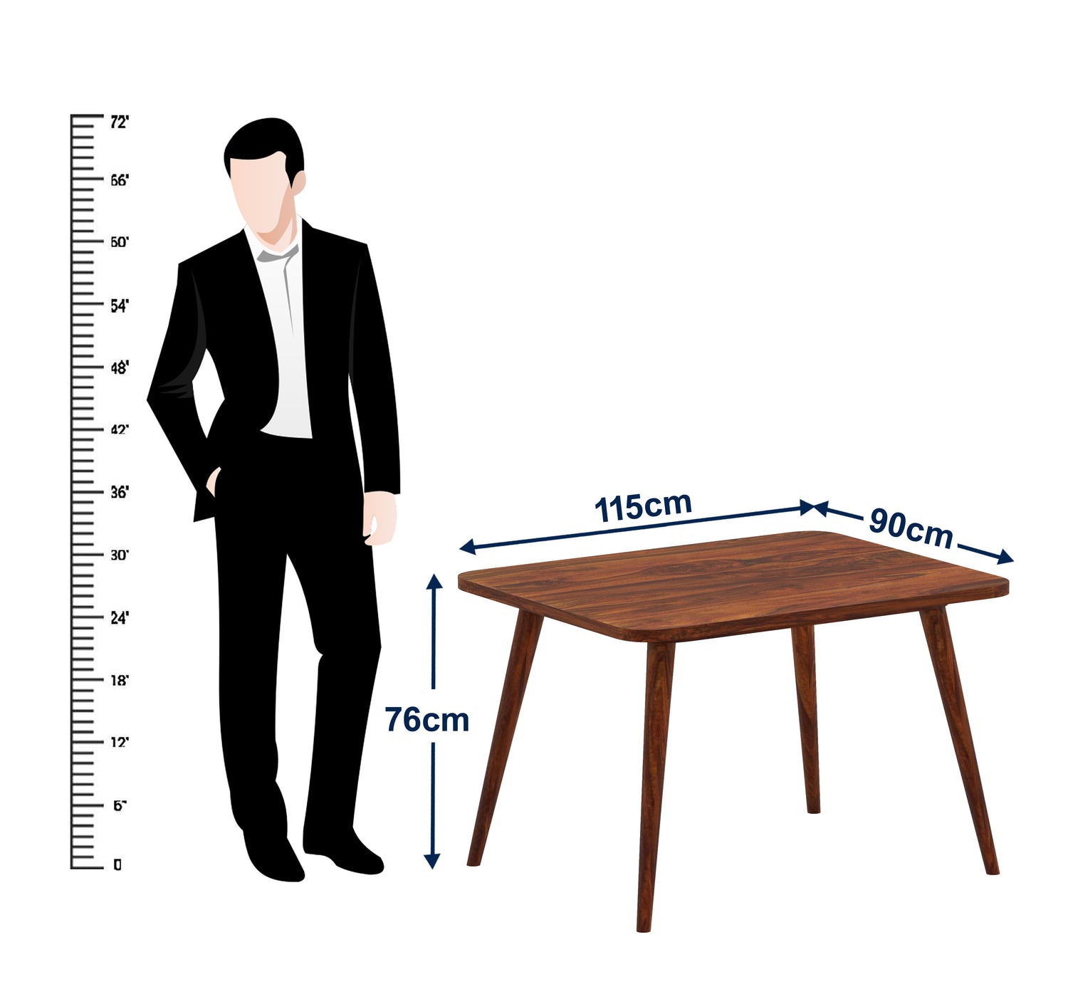 Oval Solid Sheesham Wood 4 Seater Dining Table Set - 3 Years Warranty