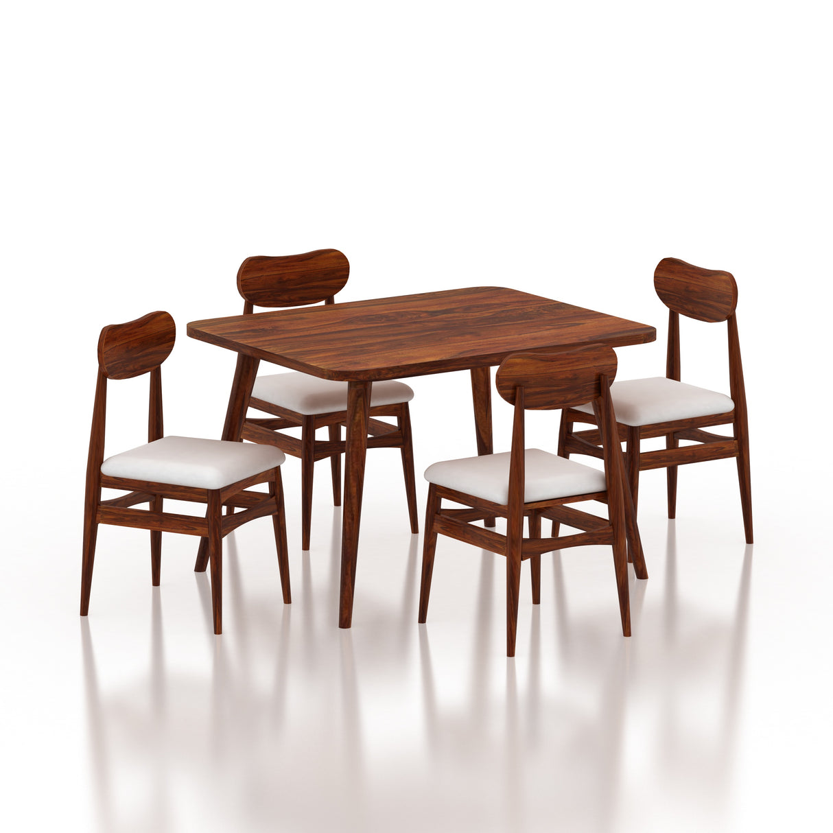 Oval Solid Sheesham Wood 4 Seater Dining Table Set - 3 Years Warranty