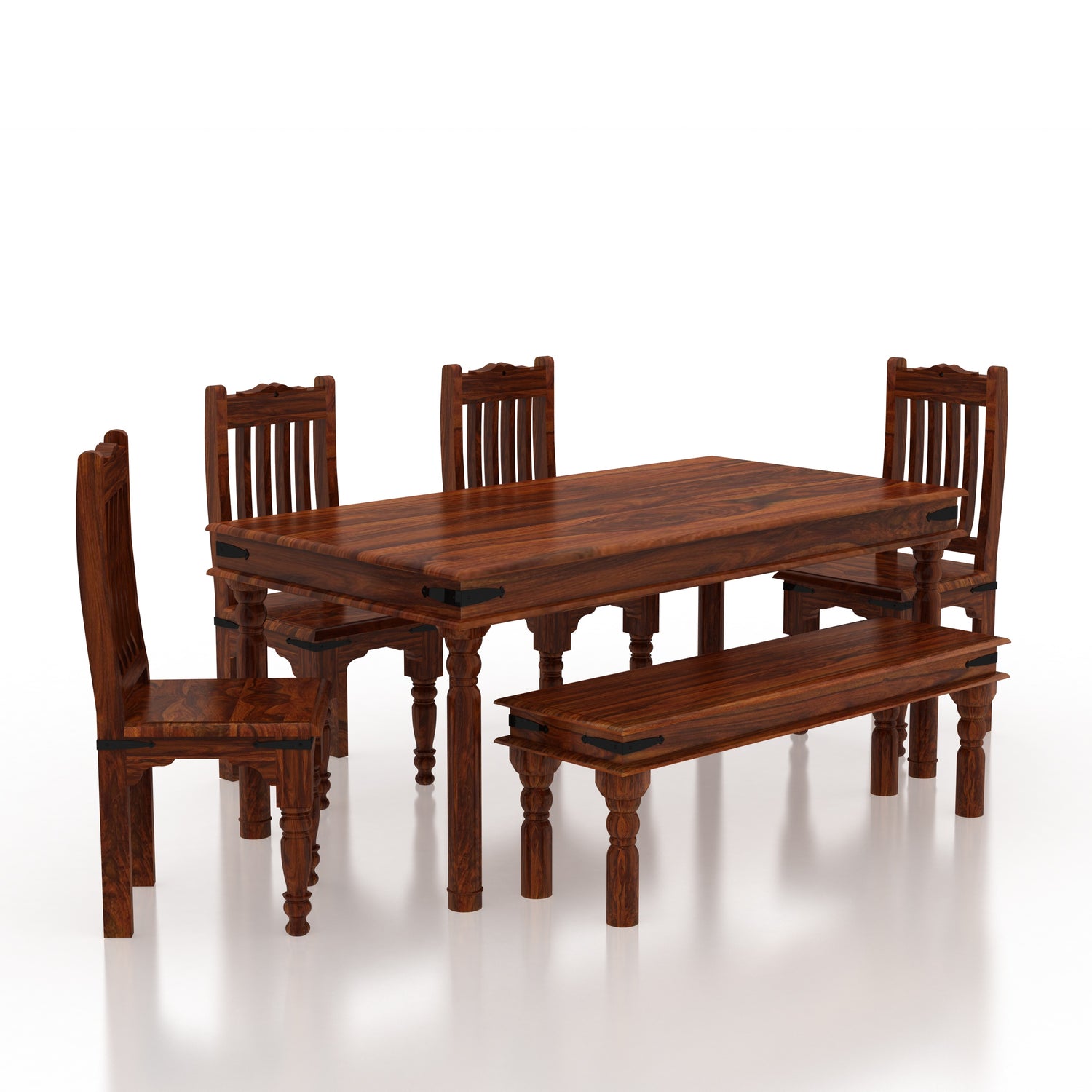 Akon Solid Sheesham Wood 6 Seater Dining Table Set - 3 Years Warranty