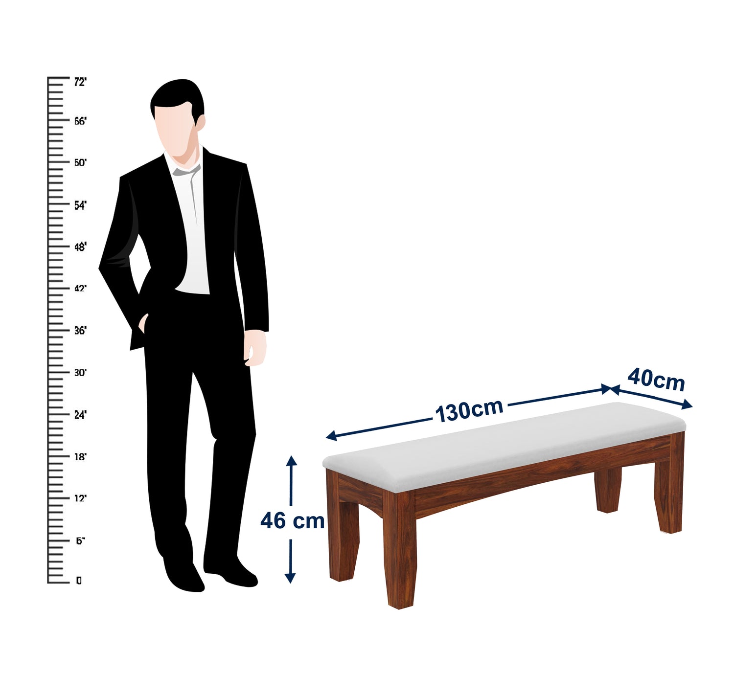Crown Solid Sheesham Wood 6 Seater Dining Table Set With Bench - 3 Years Warranty