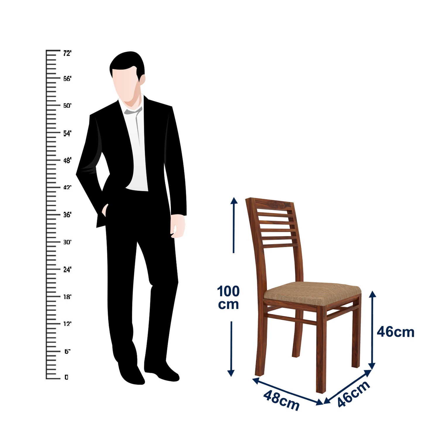 Foster Solid Sheesham Wood Dining Chair - 3 Years Warranty