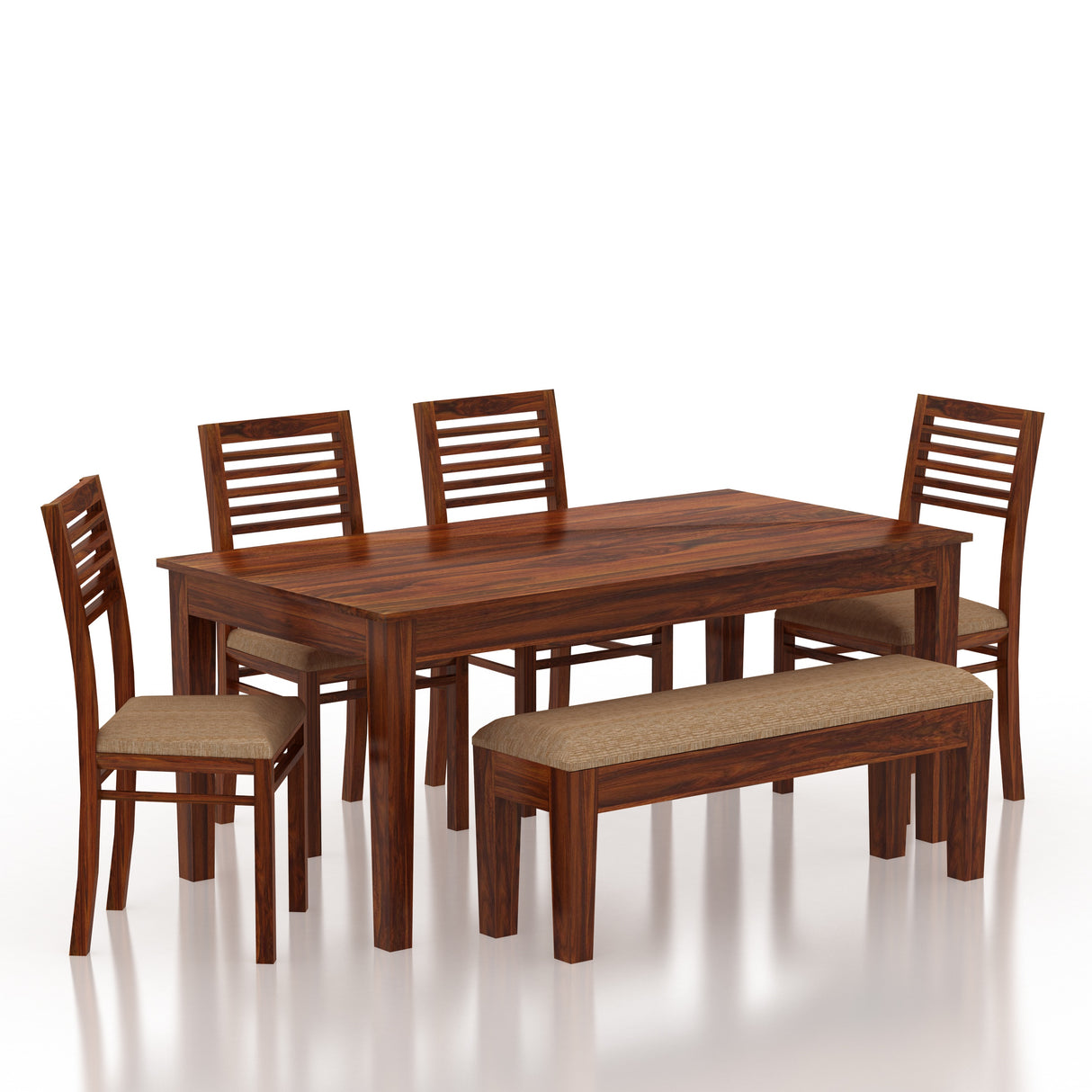 Foster Solid Sheesham Wood 6 Seater Dining Table Set - 3 Years Warranty