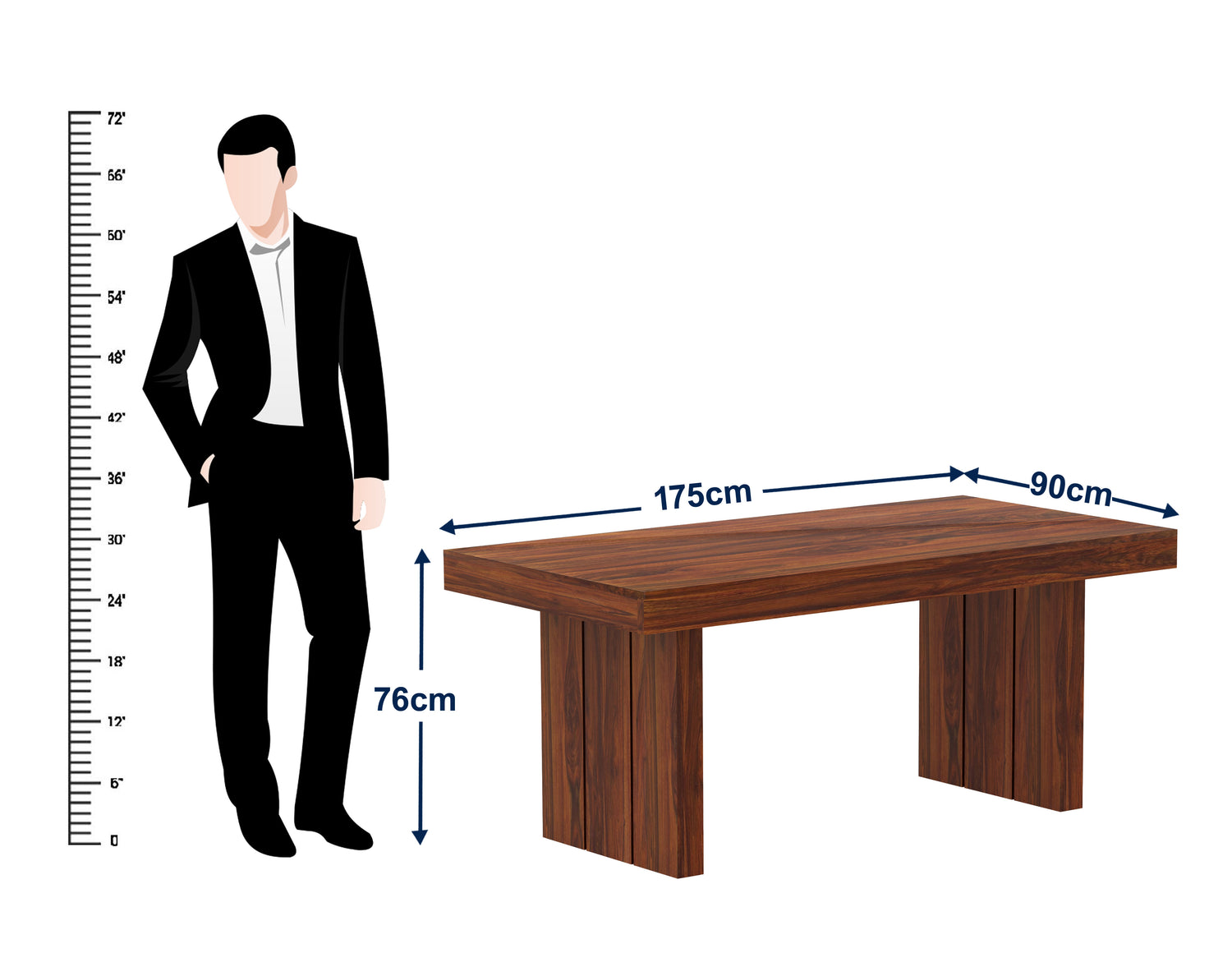 Maharaja Solid Sheesham Wood 6 Seater Dining Table - 3 Years Warranty