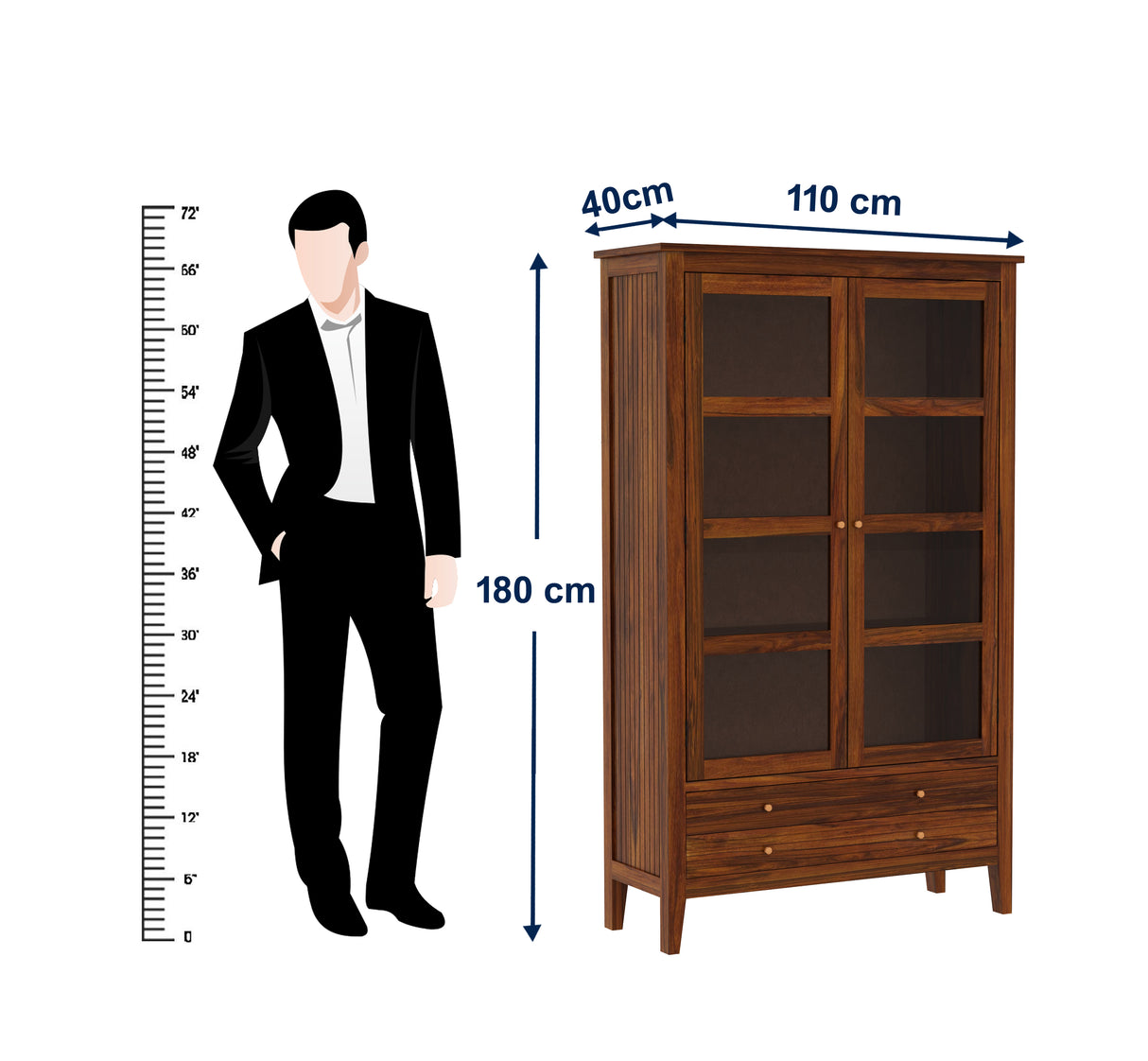Italian Solid Sheesham Wood Display Unit - 3 Years Warranty