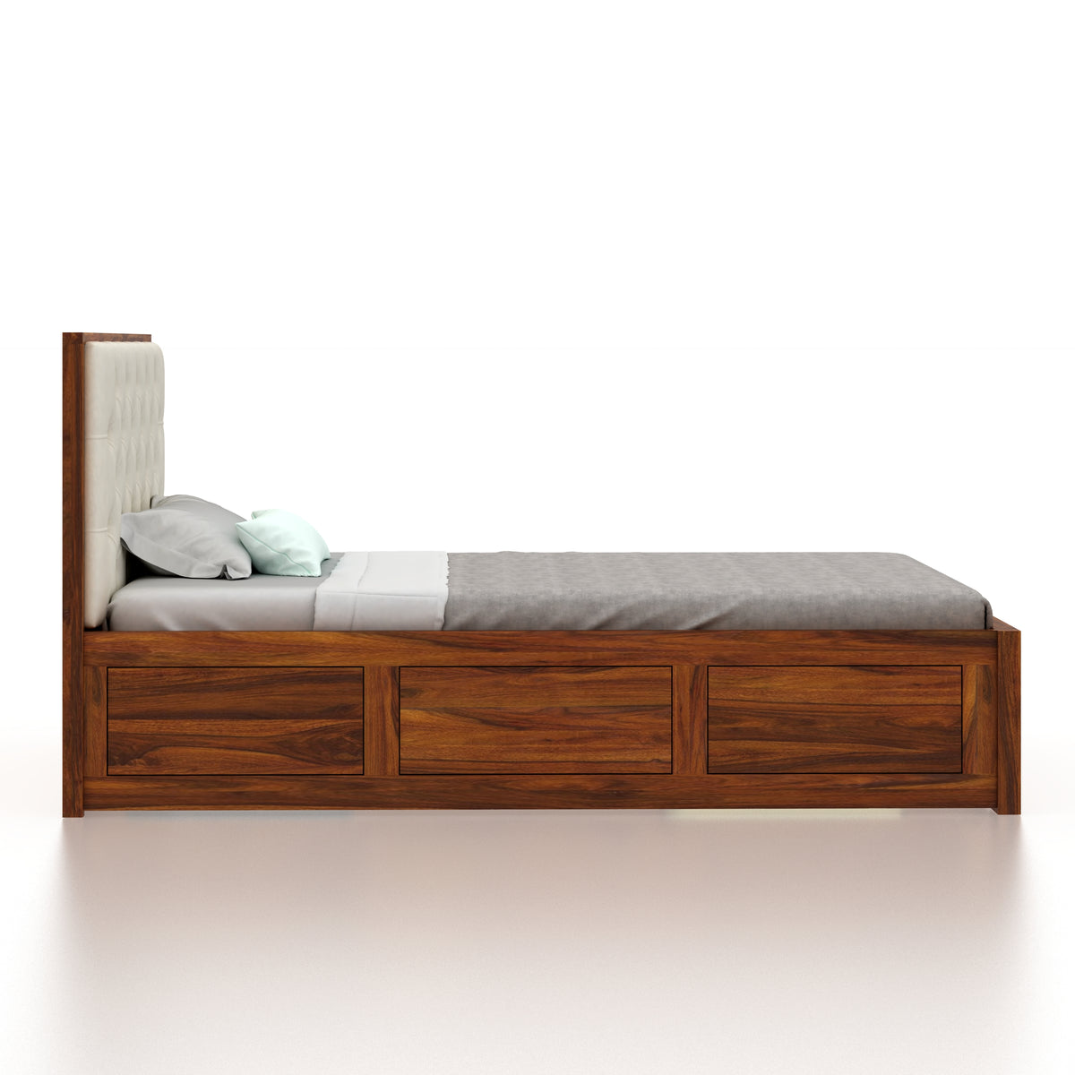 Decan Solid Sheesham Wood 4 Feet Bed With Box Storage - 3 Years Warranty