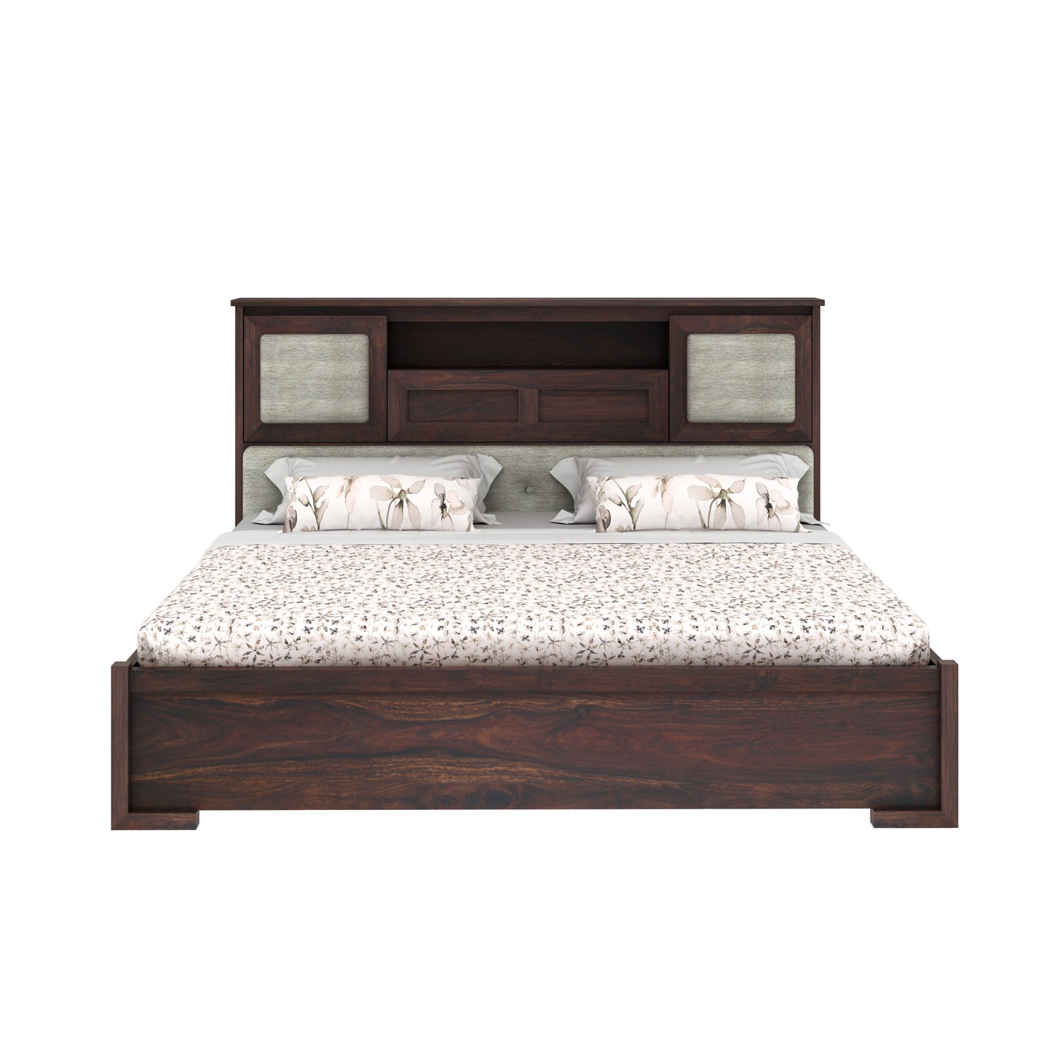 Maharaja Solid Sheesham Wood Bed with Headboard Storage - 3 Years Warranty
