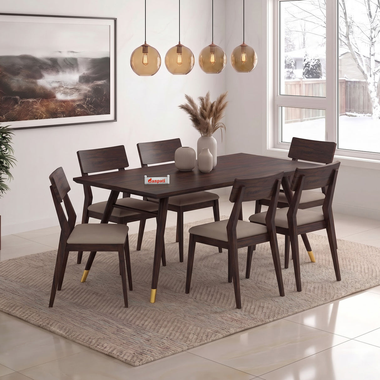 Elley Solid Sheesham Wood 6 Seater Dining Set - 3 Years Warranty