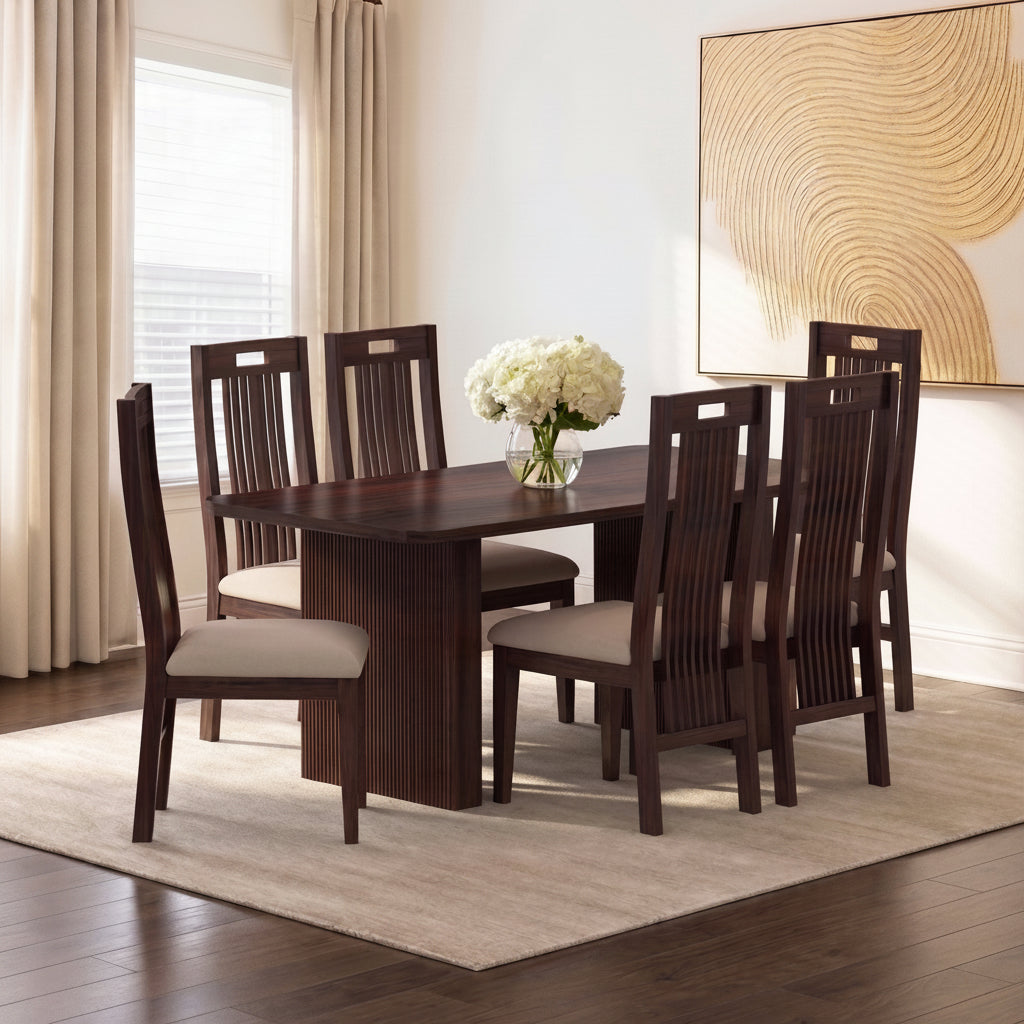 Vegator Solid Sheesham Wood 6 Seater Dining Table Set - 3 Years Warranty