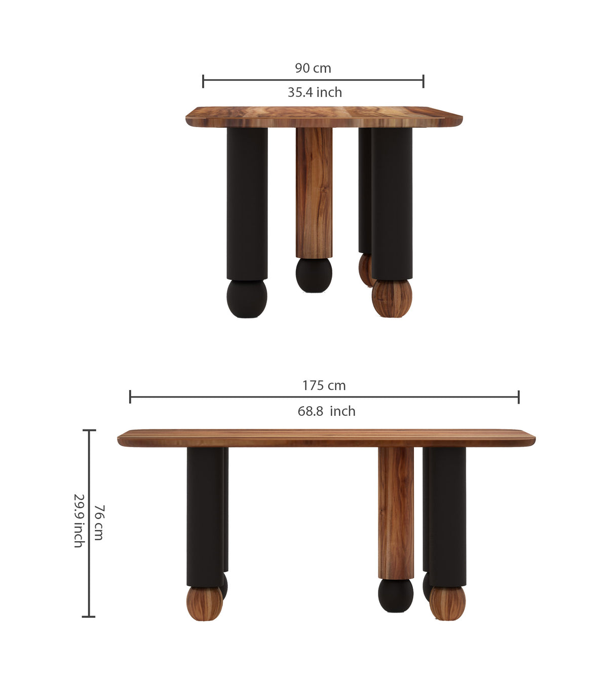Genova Solid Acacia Wood 6 Seater Dining Table Set - 3 Years Warranty