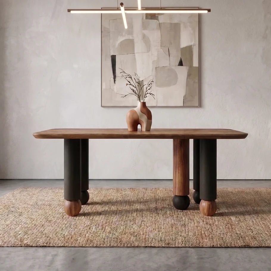 Genova Solid Acacia Wood 6 Seater Dining Table - 3 Years Warranty
