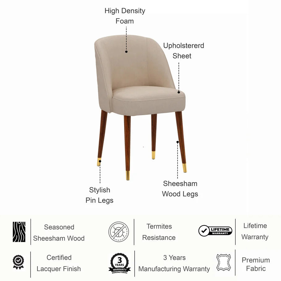 MARTIN Solid Sheesham Wood Office/Study/Dining Chair - 3 Years Warranty
