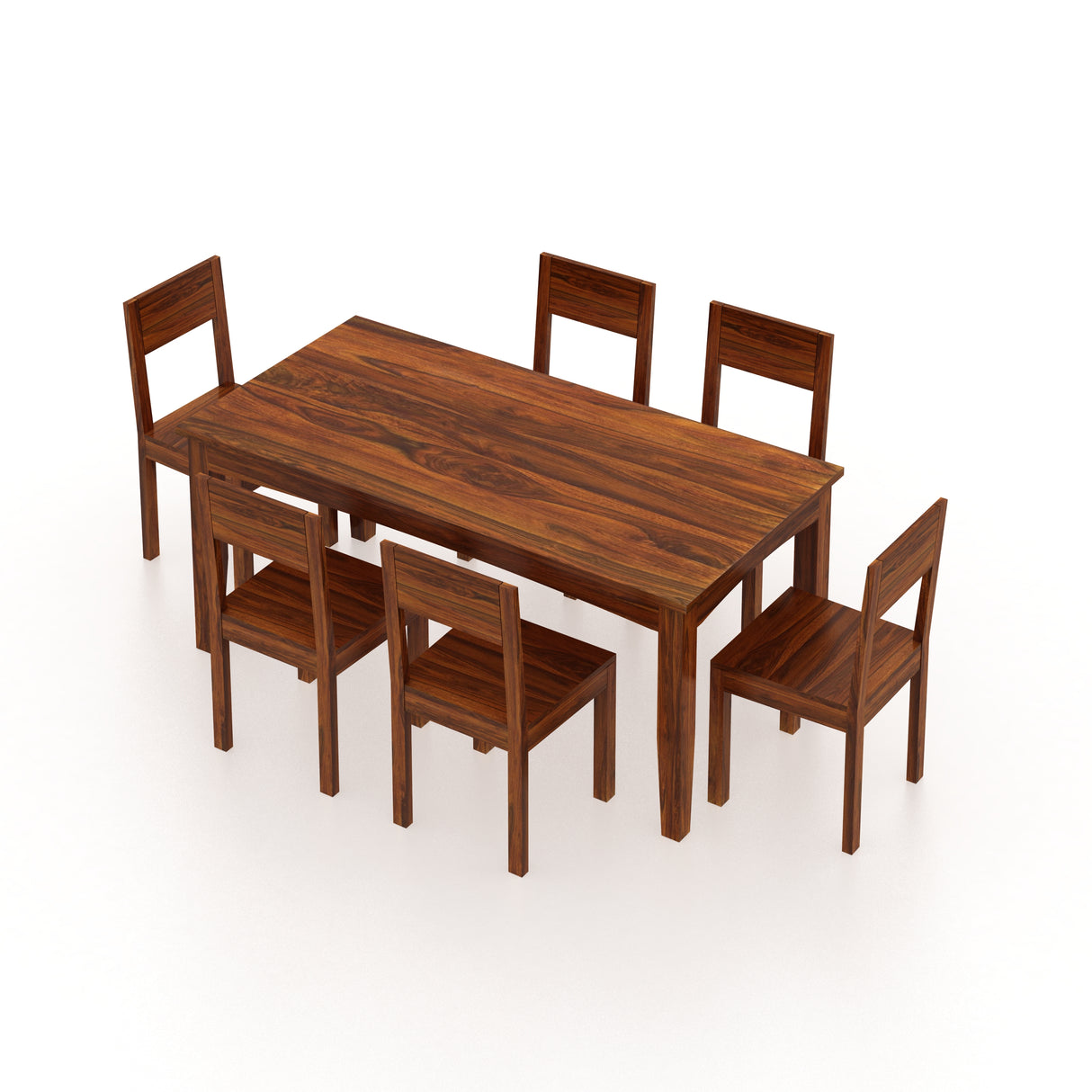 Swiss Solid Sheesham Wood 6 Seater Dining Table Set - 3 Years Warranty