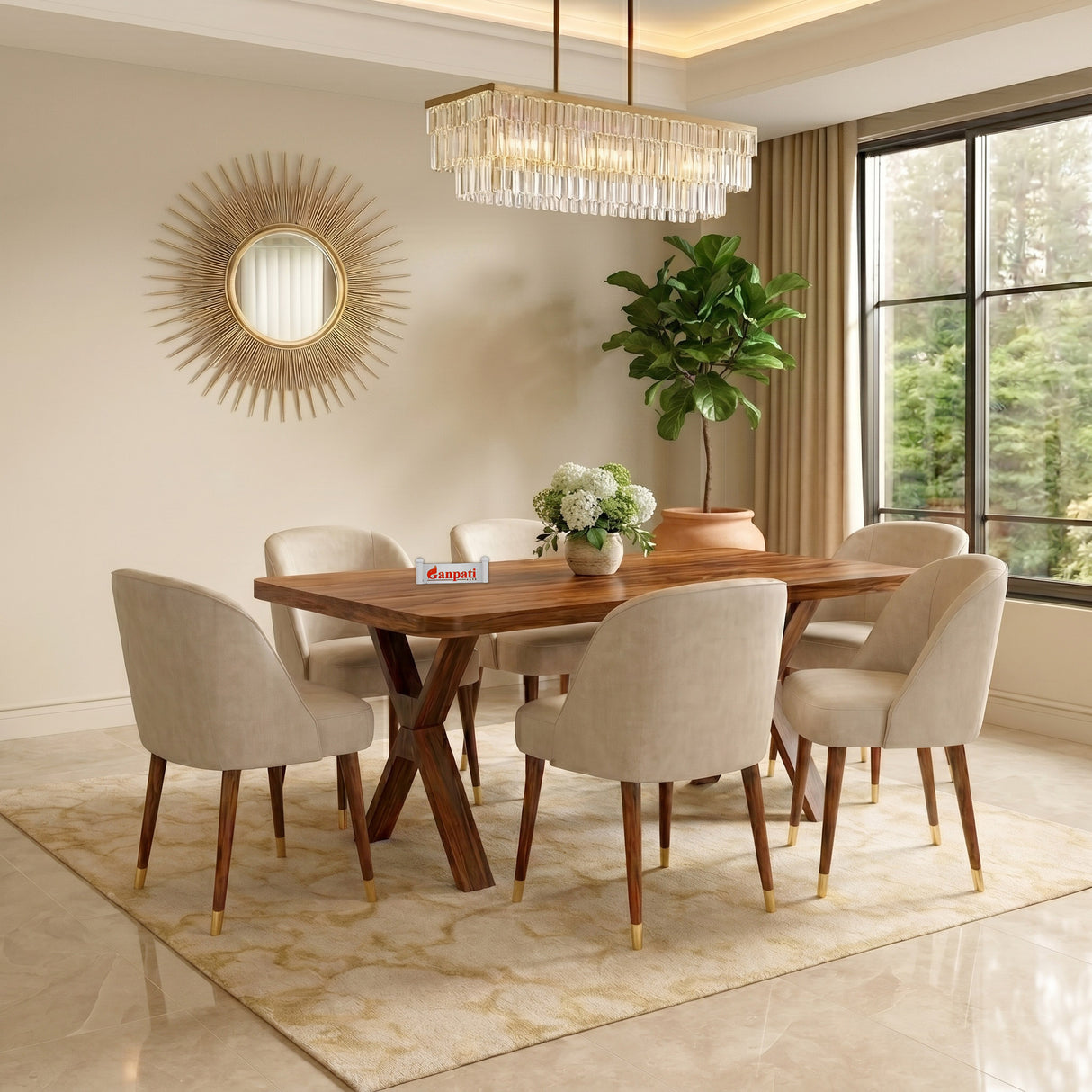 MARTIN Solid Sheesham Wood 6 Seater Dining Table Set - 3 Years Warranty