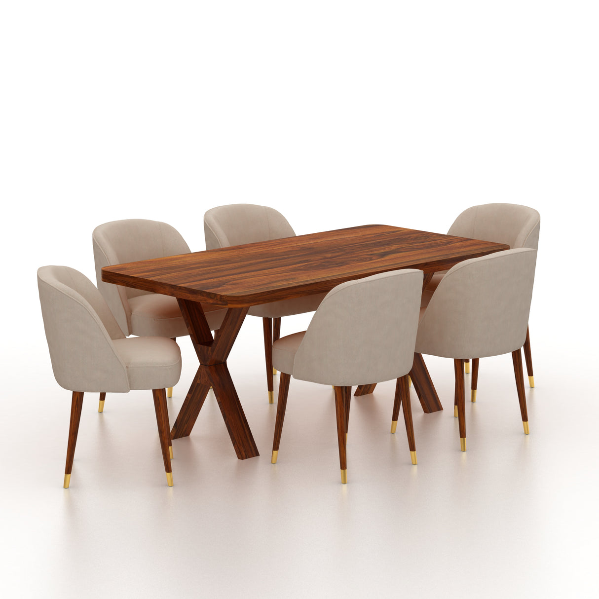MARTIN Solid Sheesham Wood 6 Seater Dining Table Set - 3 Years Warranty