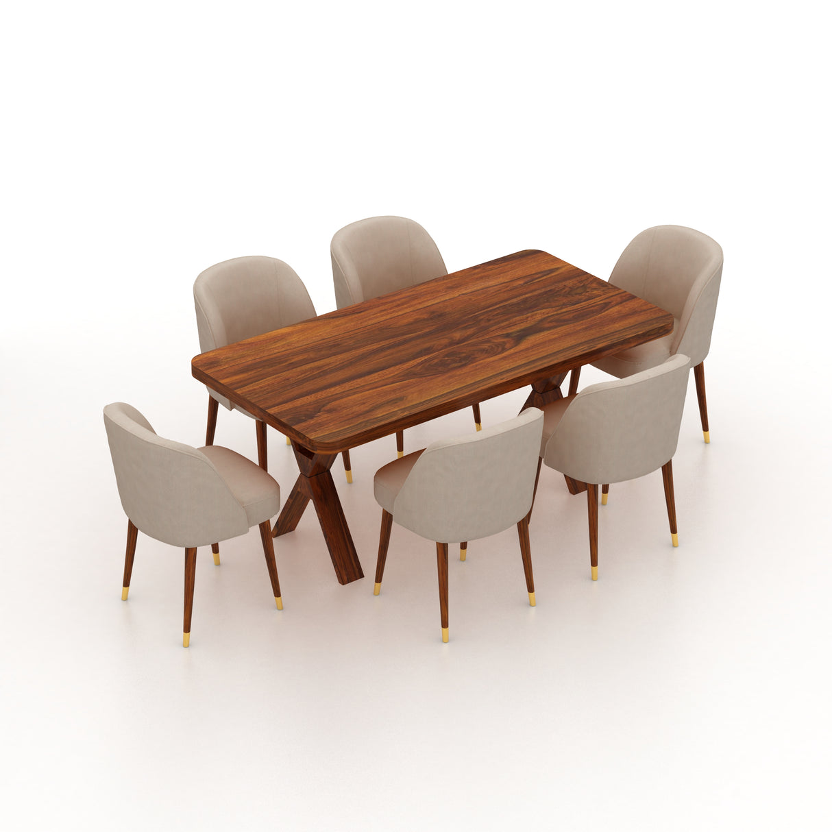 MARTIN Solid Sheesham Wood 6 Seater Dining Table Set - 3 Years Warranty