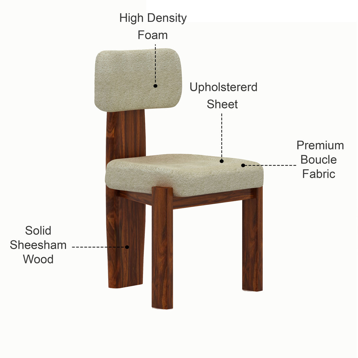 CHICAGO Solid Sheesham Wood 6 Seater Dining Table Set - 3 Years Warranty