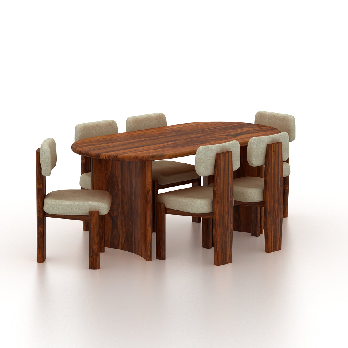 CHICAGO Solid Sheesham Wood 6 Seater Dining Table Set - 3 Years Warranty