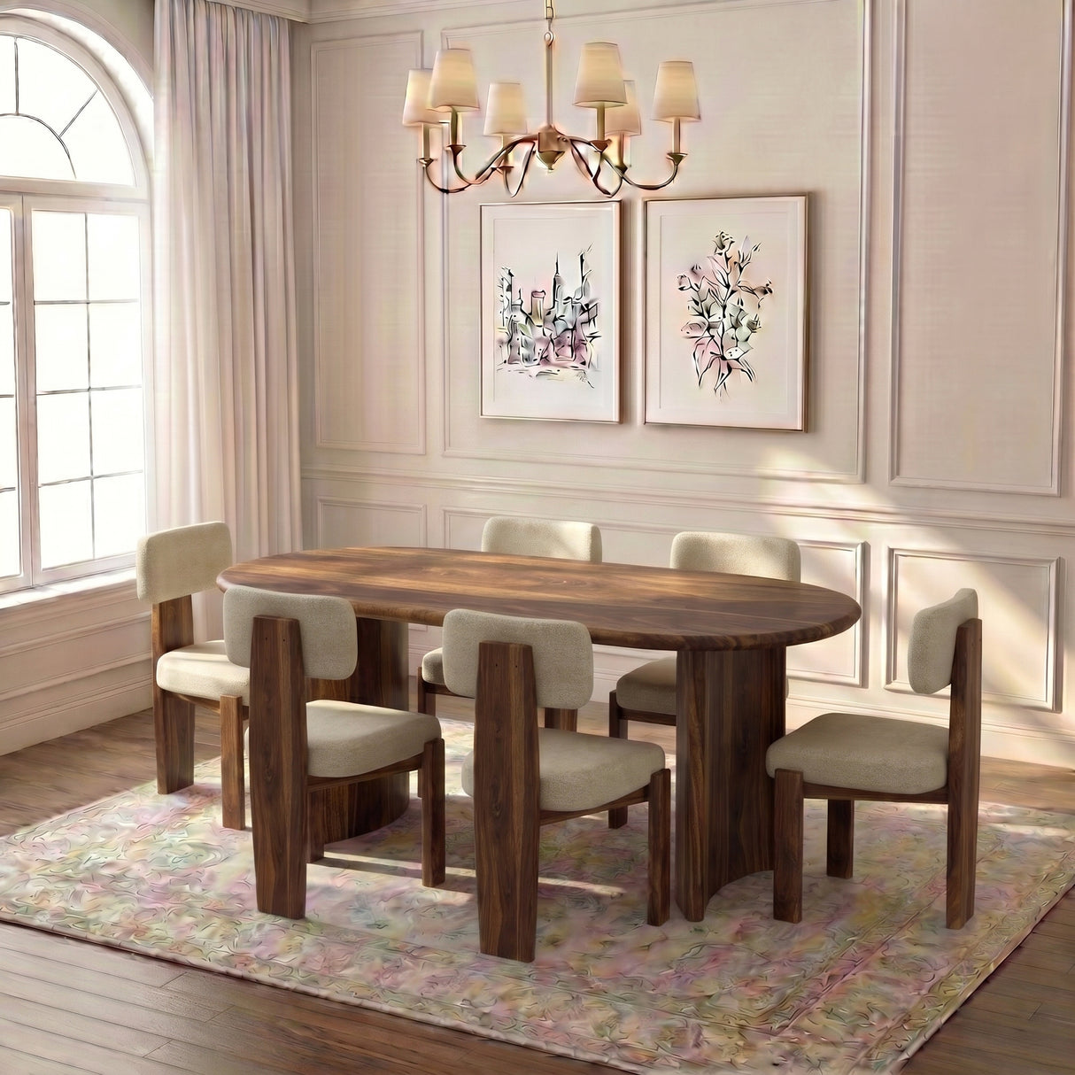 CHICAGO Solid Sheesham Wood 6 Seater Dining Table Set - 3 Years Warranty