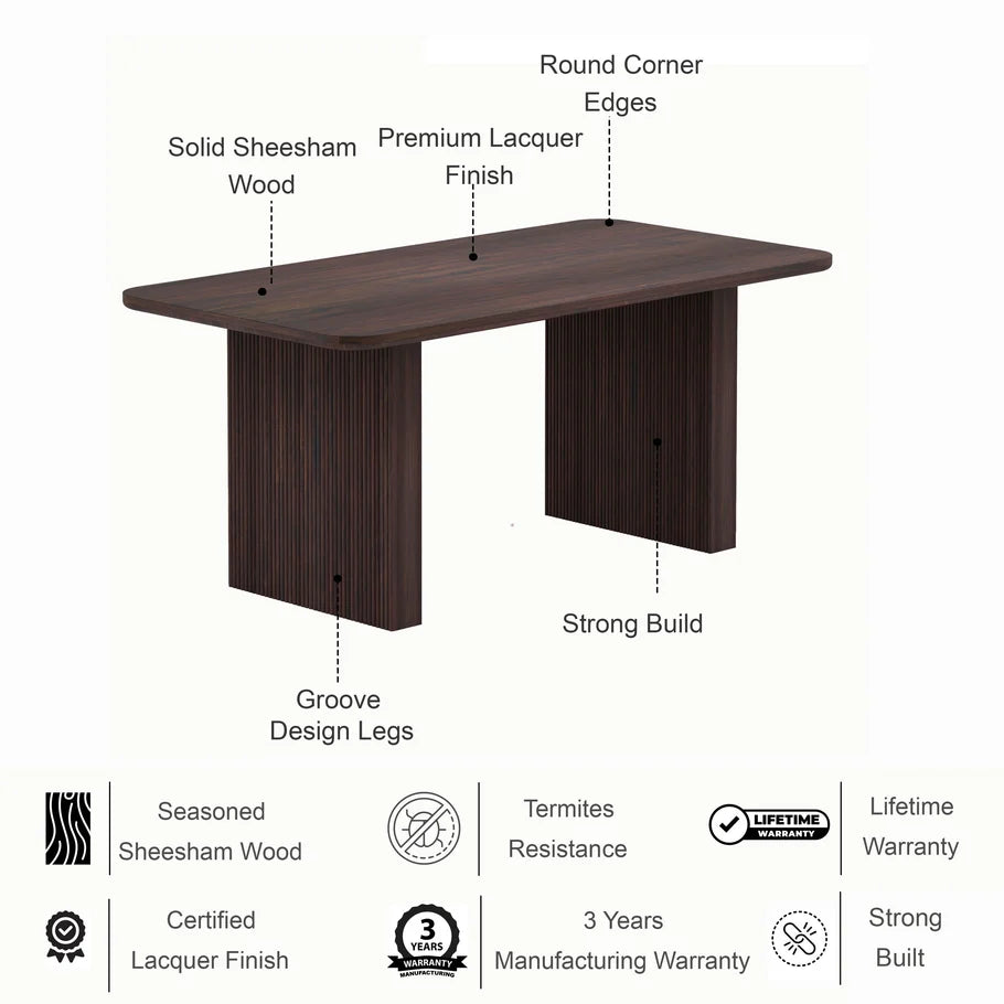 Vegator Solid Sheesham Wood 6 Seater Dining Table - 3 Years Warranty