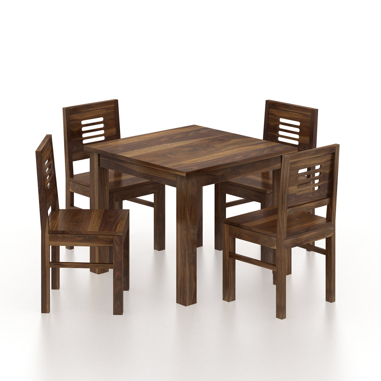 Cairo Solid Sheesham Wood Square 4 Seater Dining Table Set - 3 Years Warranty