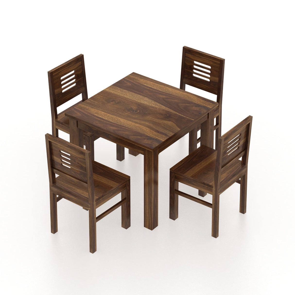 Cairo Solid Sheesham Wood Square 4 Seater Dining Table Set - 3 Years Warranty