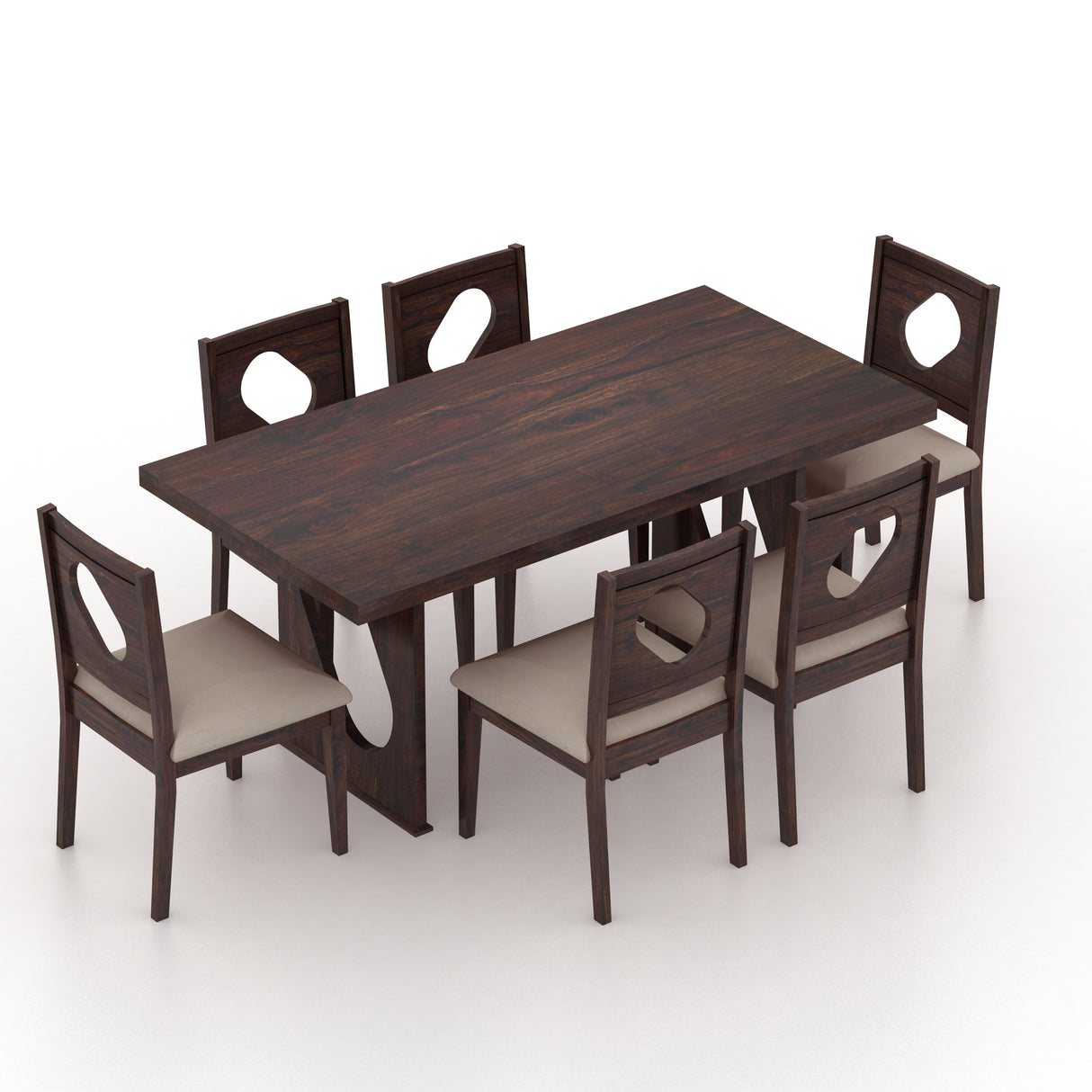 RAFEL Solid Sheesham Wood 6 Seater Dining Table Set - 3 Years Warranty