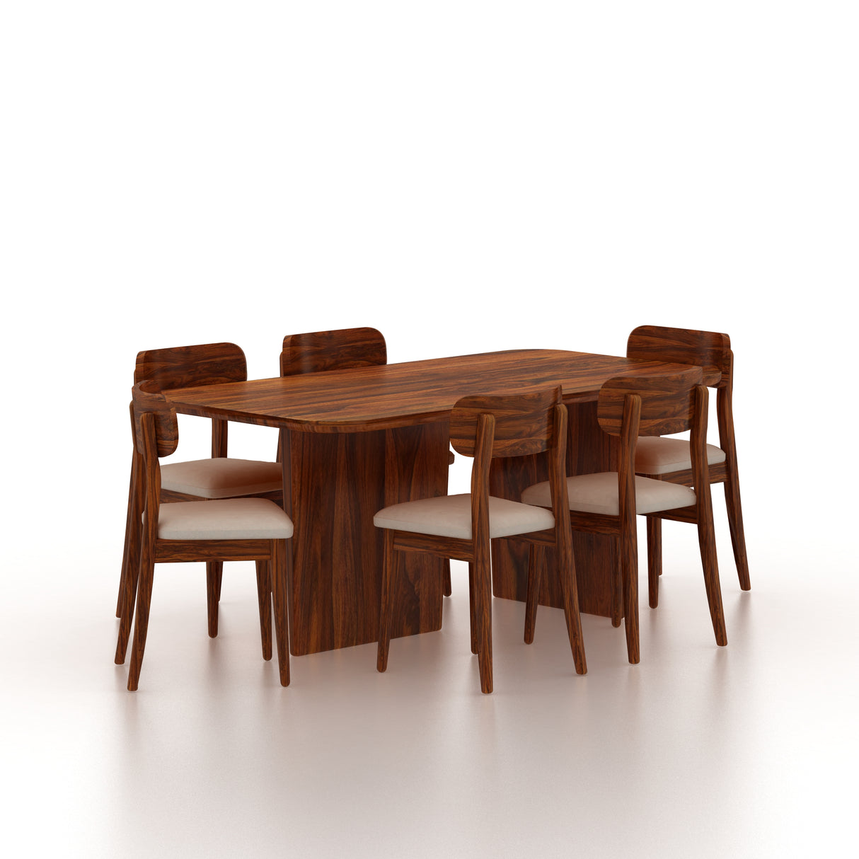Lazio Solid Sheesham Wood 6 Seater Dining Table Set - 3 Years Warranty