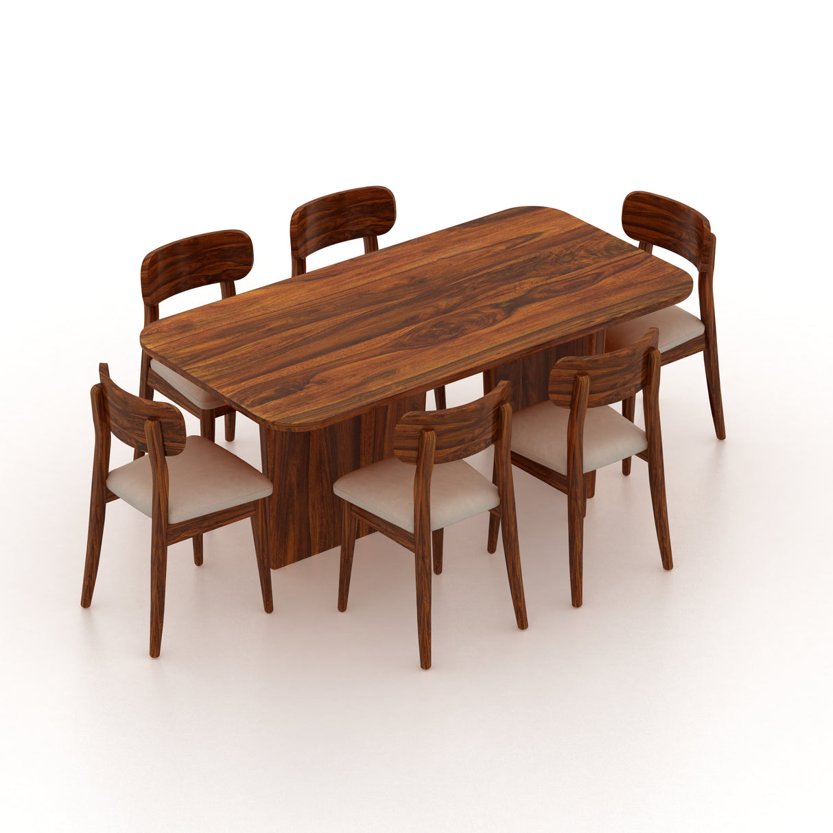 Lazio Solid Sheesham Wood 6 Seater Dining Table Set - 3 Years Warranty