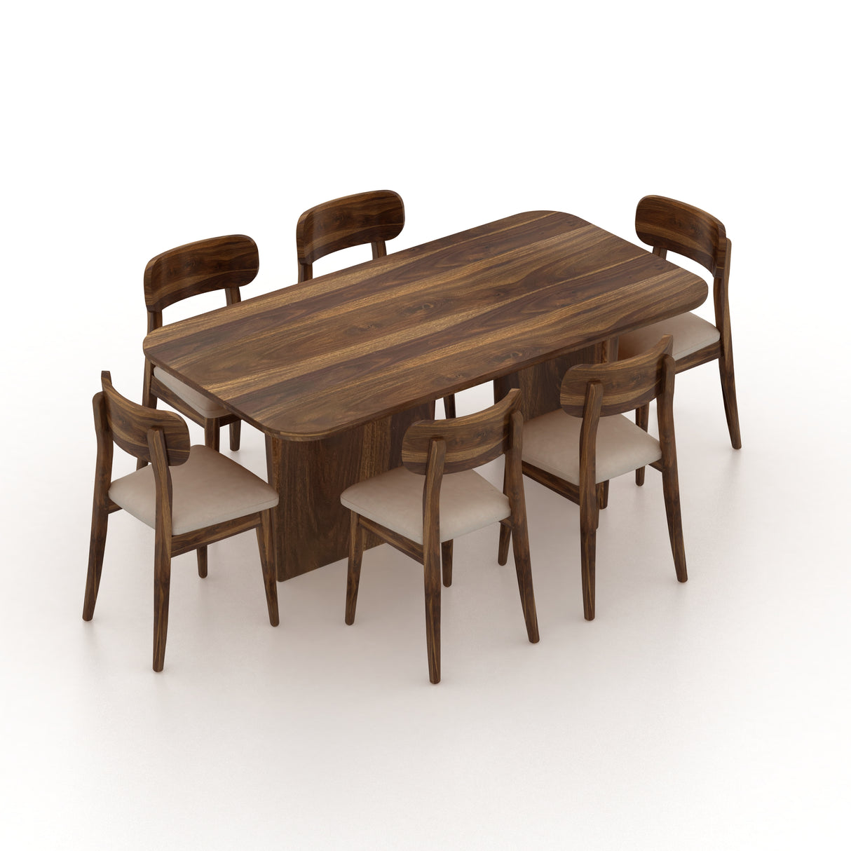 Lazio Solid Sheesham Wood 6 Seater Dining Table Set - 3 Years Warranty