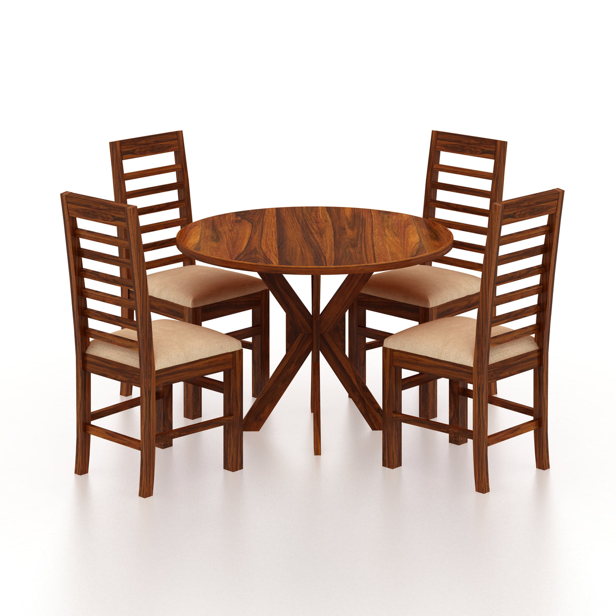 Maurus Oval Solid Sheesham Wood 4 Seater Dining Table Set - 3 Years Warranty