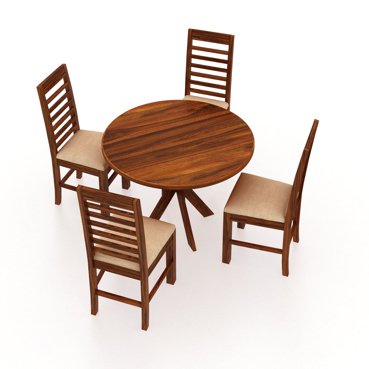 Maurus Oval Solid Sheesham Wood 4 Seater Dining Table Set - 3 Years Warranty