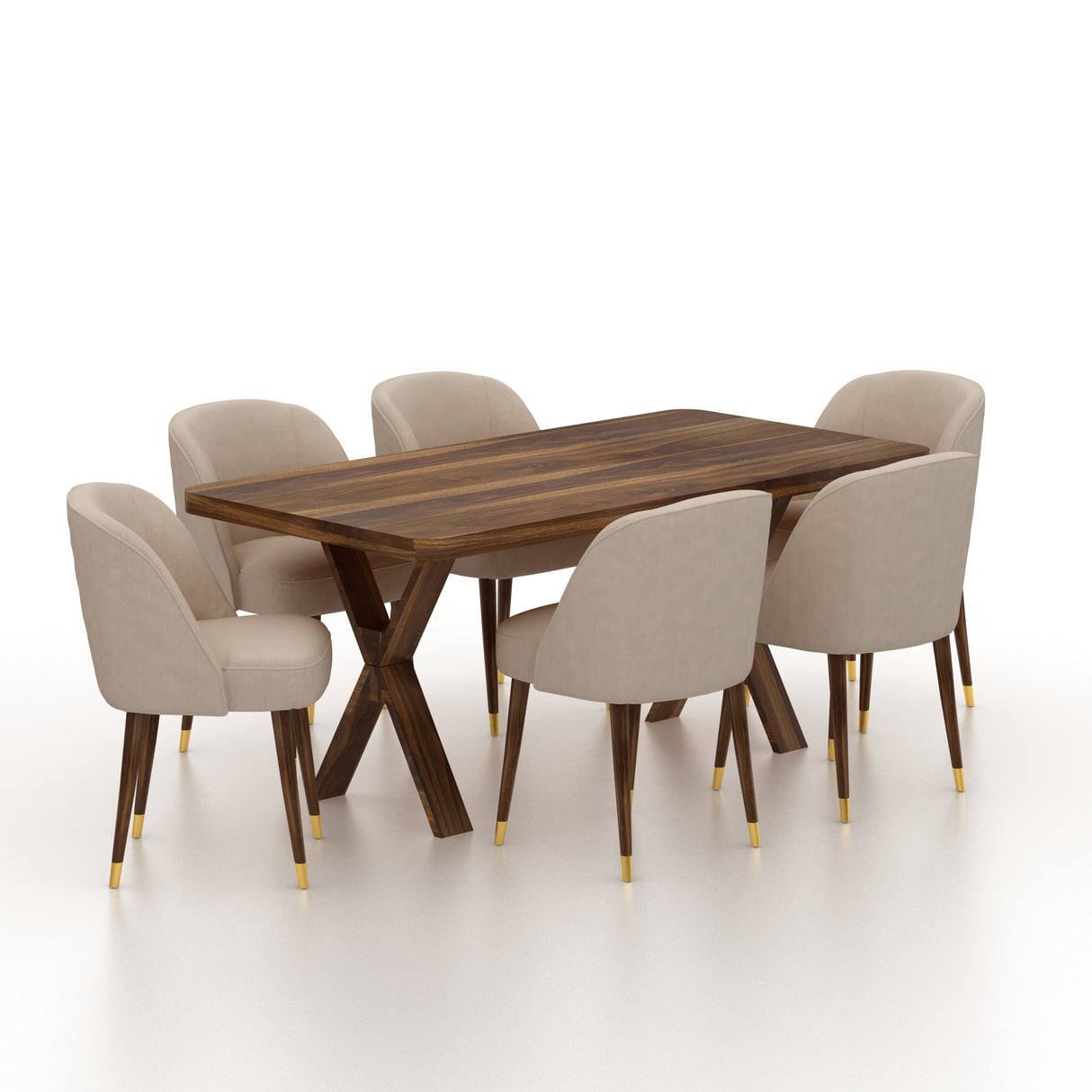 MARTIN Solid Sheesham Wood 6 Seater Dining Table Set - 3 Years Warranty