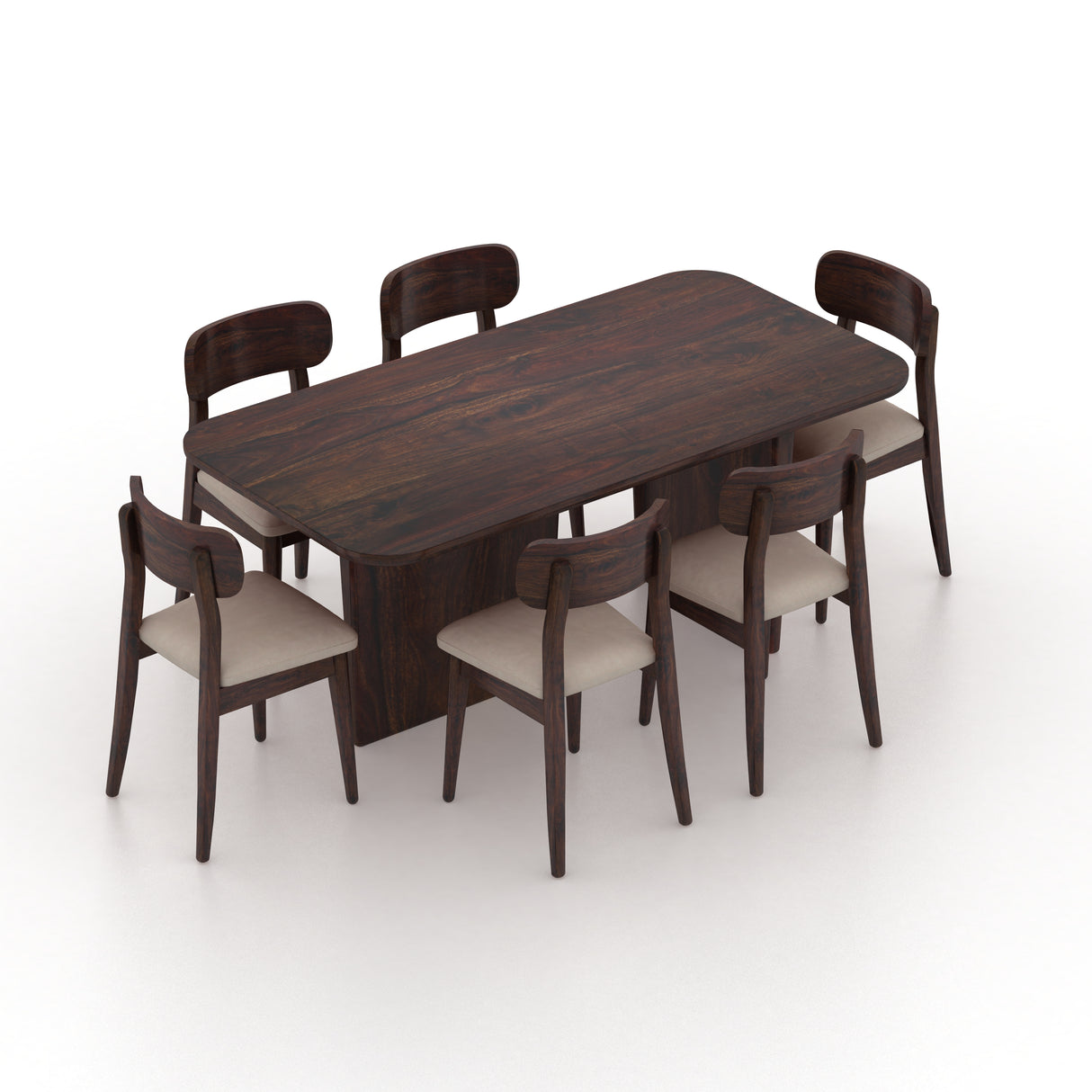 Lazio Solid Sheesham Wood 6 Seater Dining Table Set - 3 Years Warranty