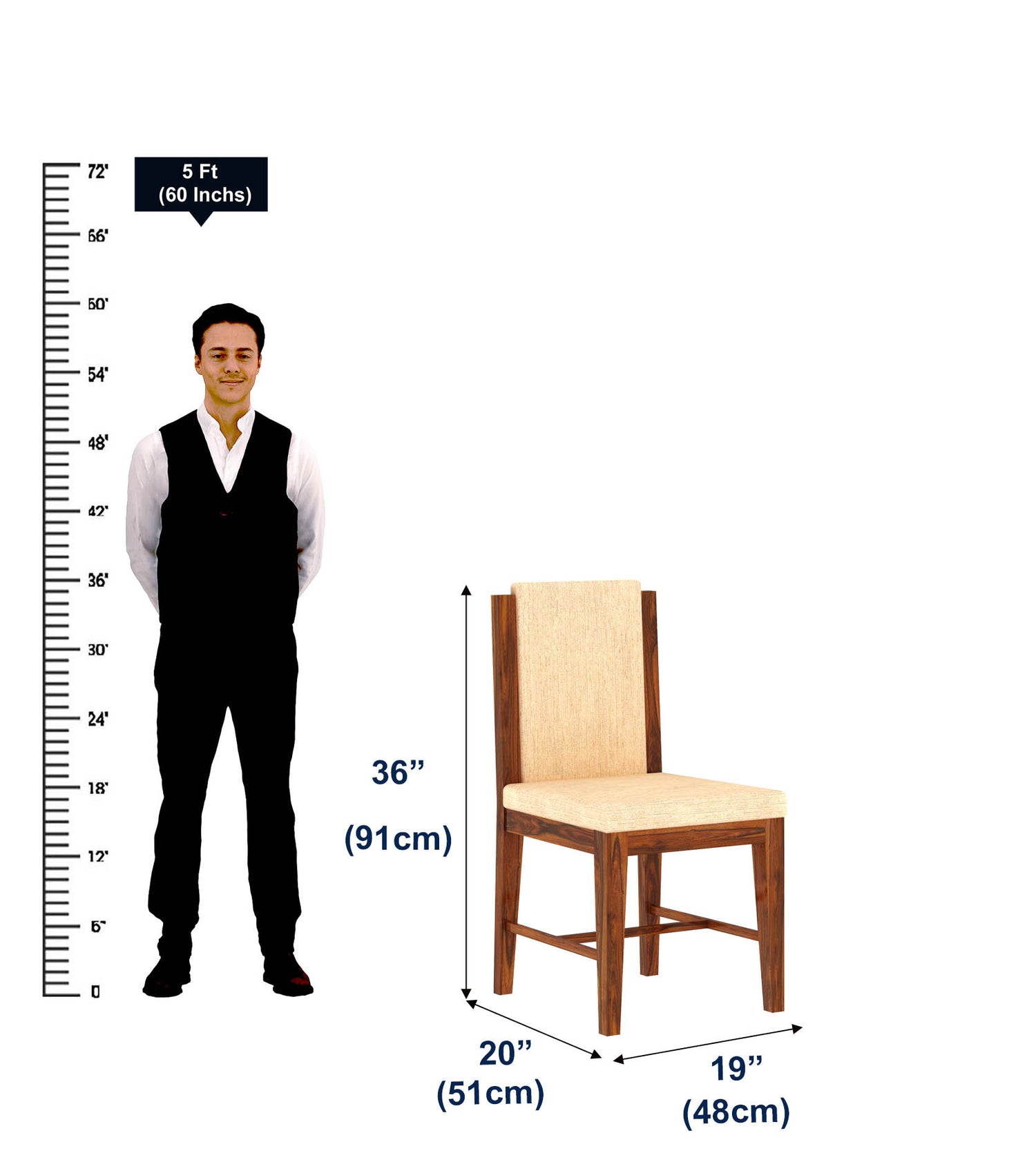 Nirvana Solid Sheesham Wood Office/Study/Dining Chair - 3 Years Warranty