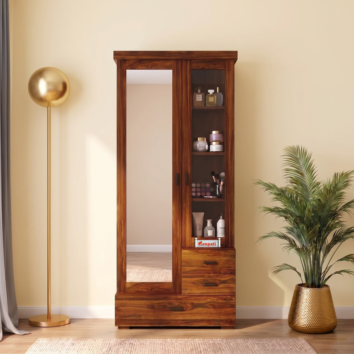 RAYON Solid Sheesham Wood Dressing Table With Cabinet - 3 Years Warranty