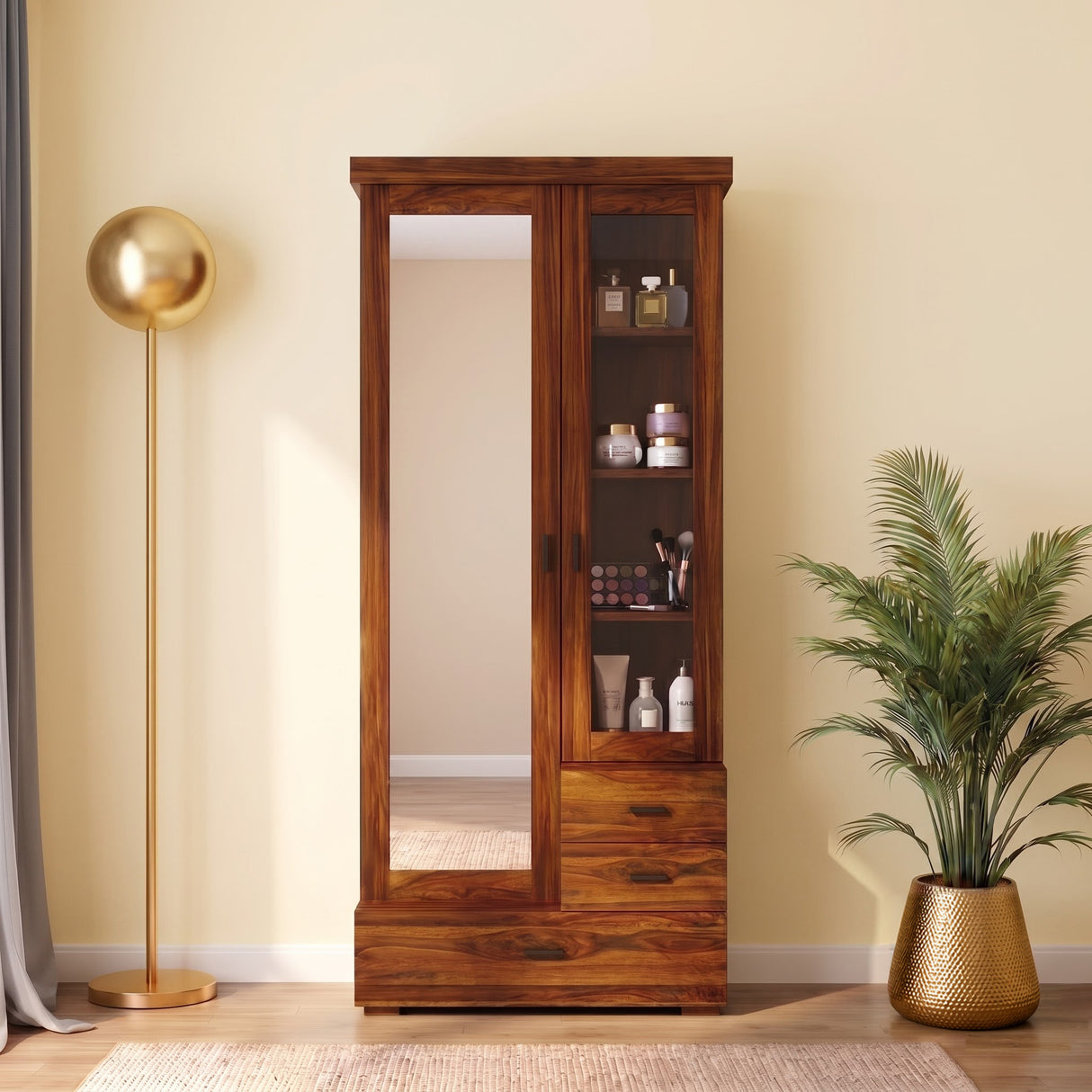RAYON Solid Sheesham Wood Dressing Table With Cabinet - 3 Years Warranty
