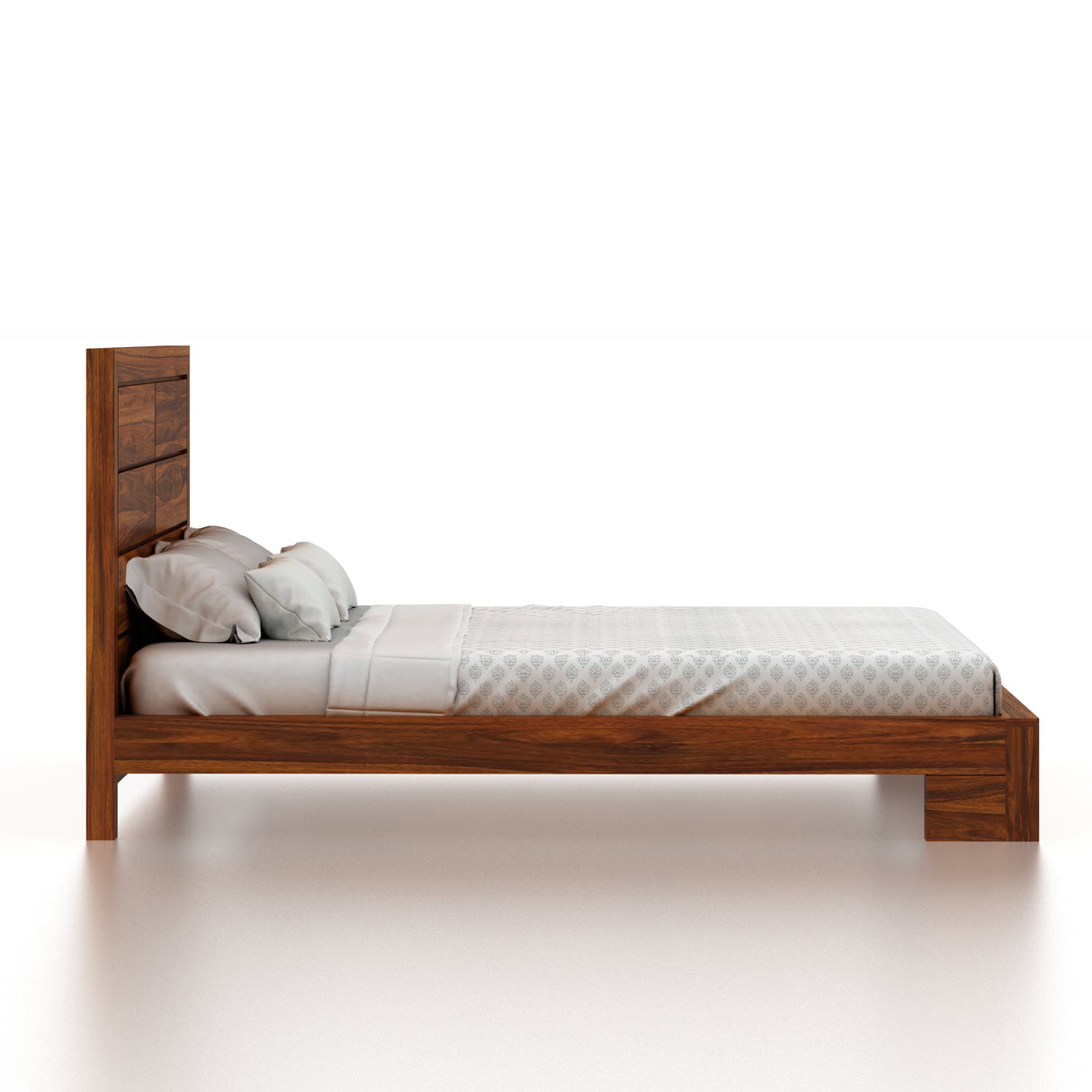 Live Solid Sheesham Wood Edge Bed - 3 Years Warranty