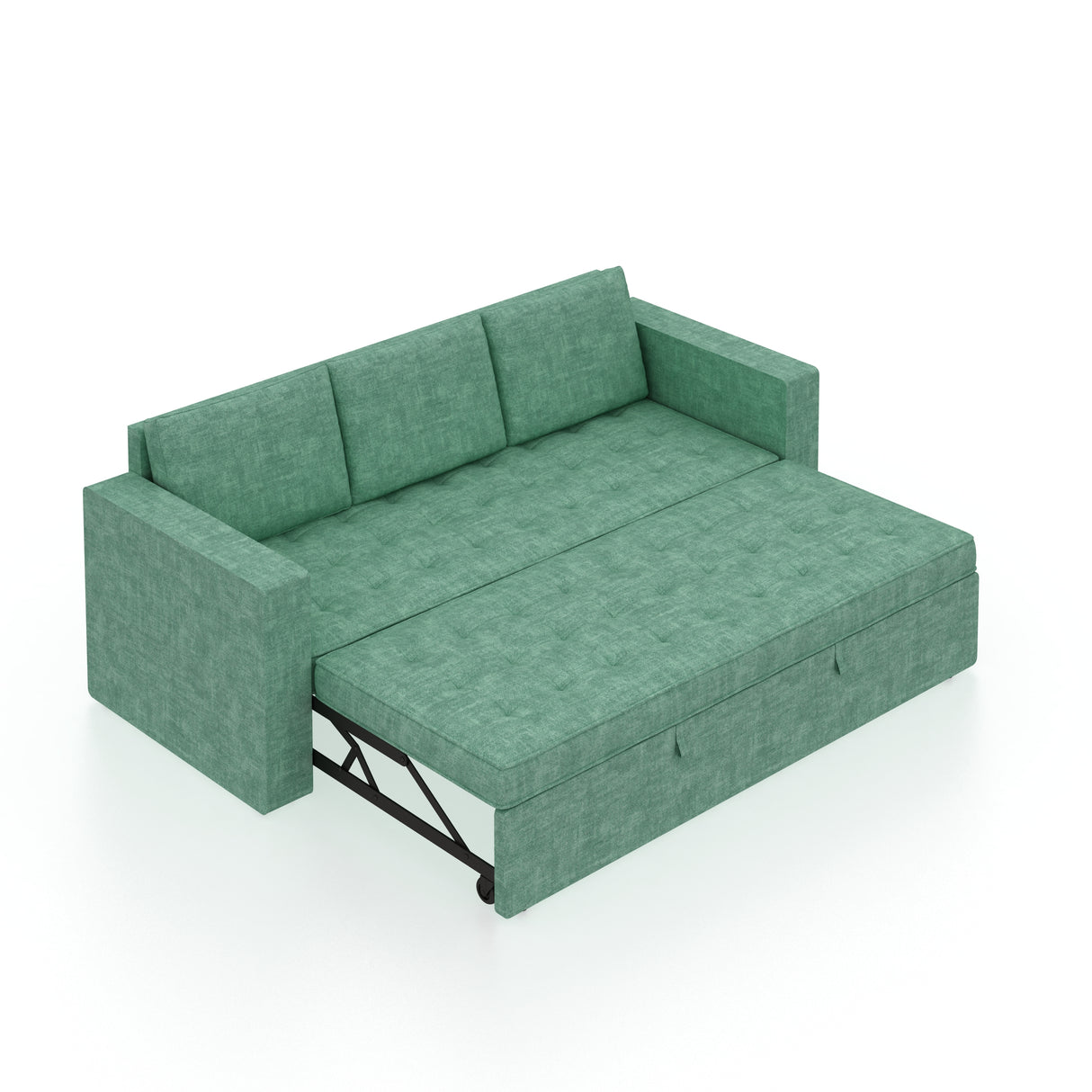 FABRIO Three Seater Upholstered Sofa Cum Bed Textured Suede - 12 Months Warranty -Suede Oasis