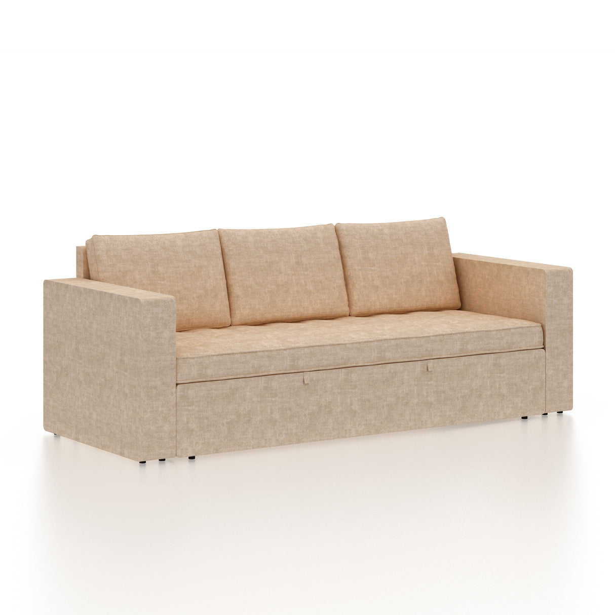 FABRIO Three Seater Upholstered Sofa Cum Bed Textured Suede - 12 Months Warranty -Suede Beige