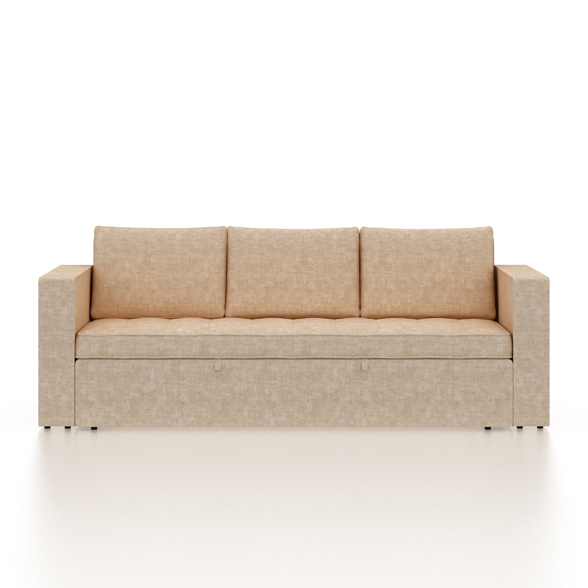 FABRIO Three Seater Upholstered Sofa Cum Bed Textured Suede - 12 Months Warranty -Suede Beige